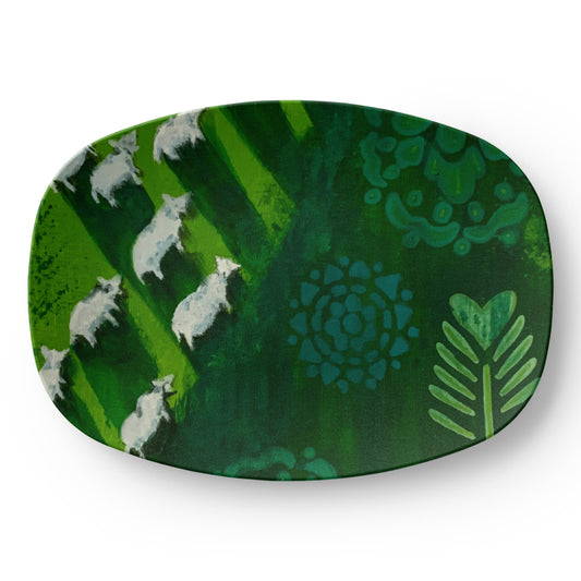 Goats In A Field 10"x14" Platter