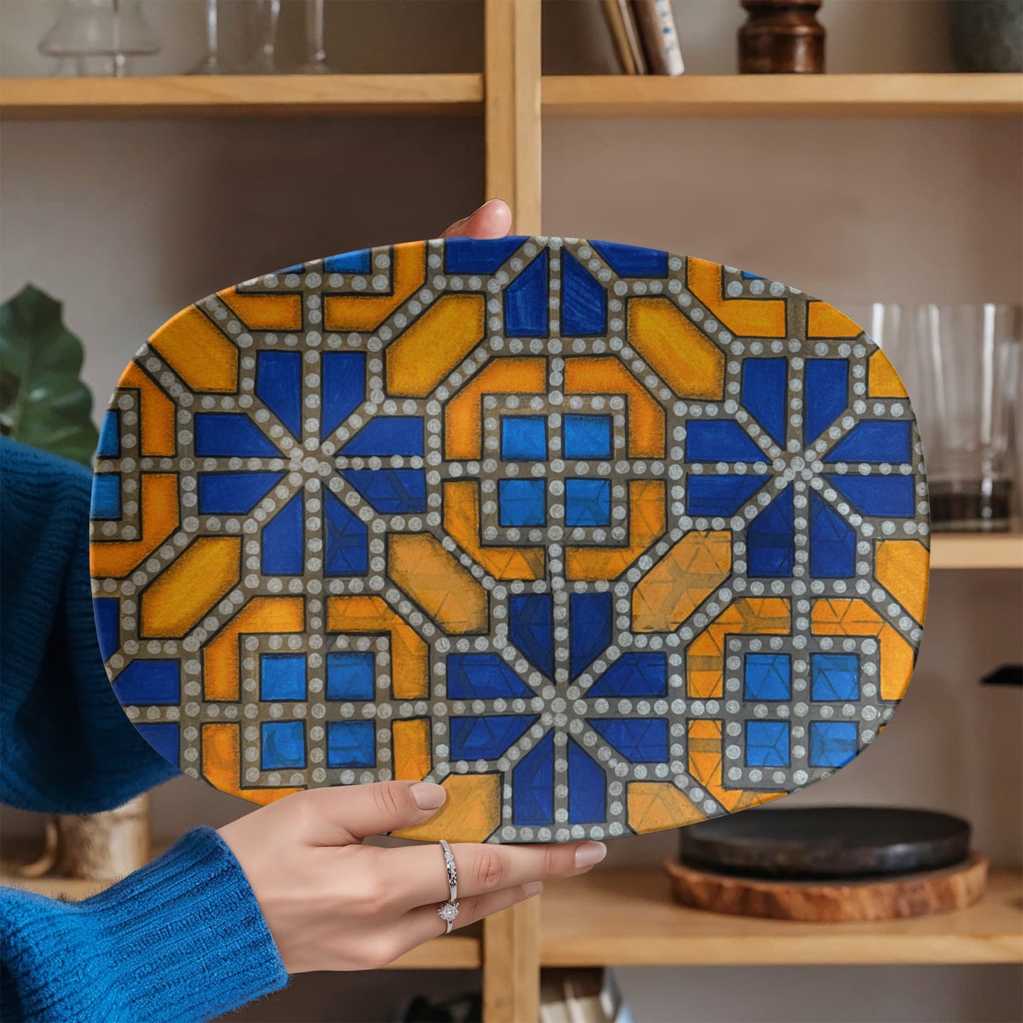 Mosaic Doodle 10"x14" Platter