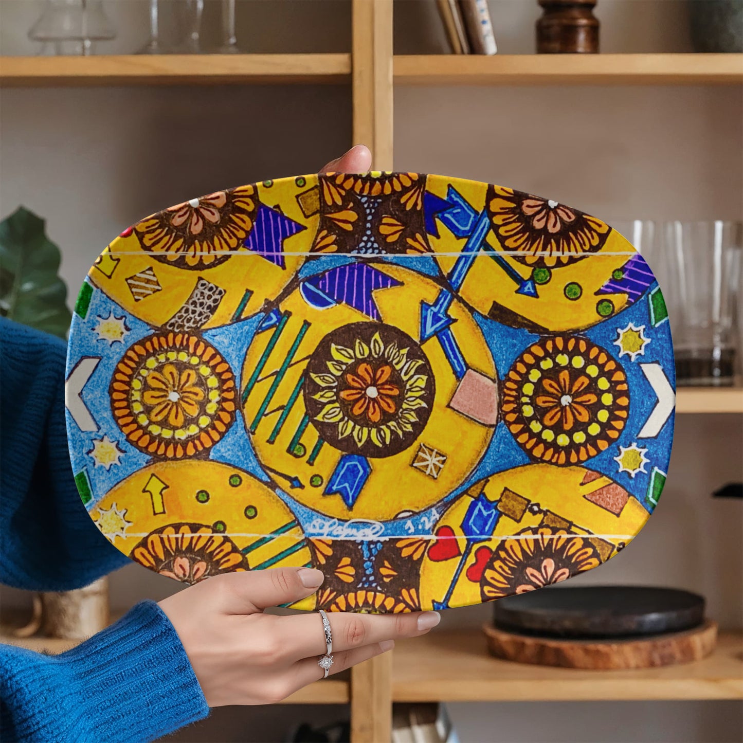 Flower Doodle 10"x14" Platter