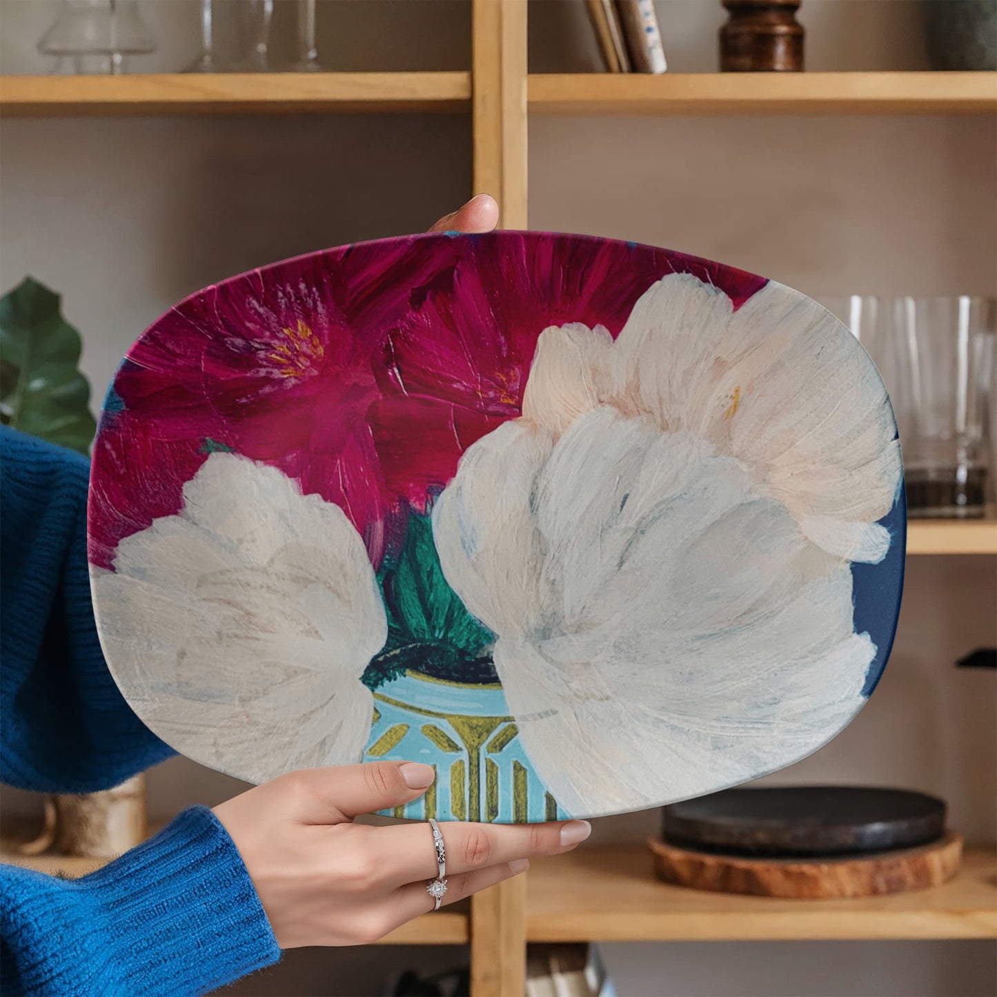 Peonies 10"x14" Platter