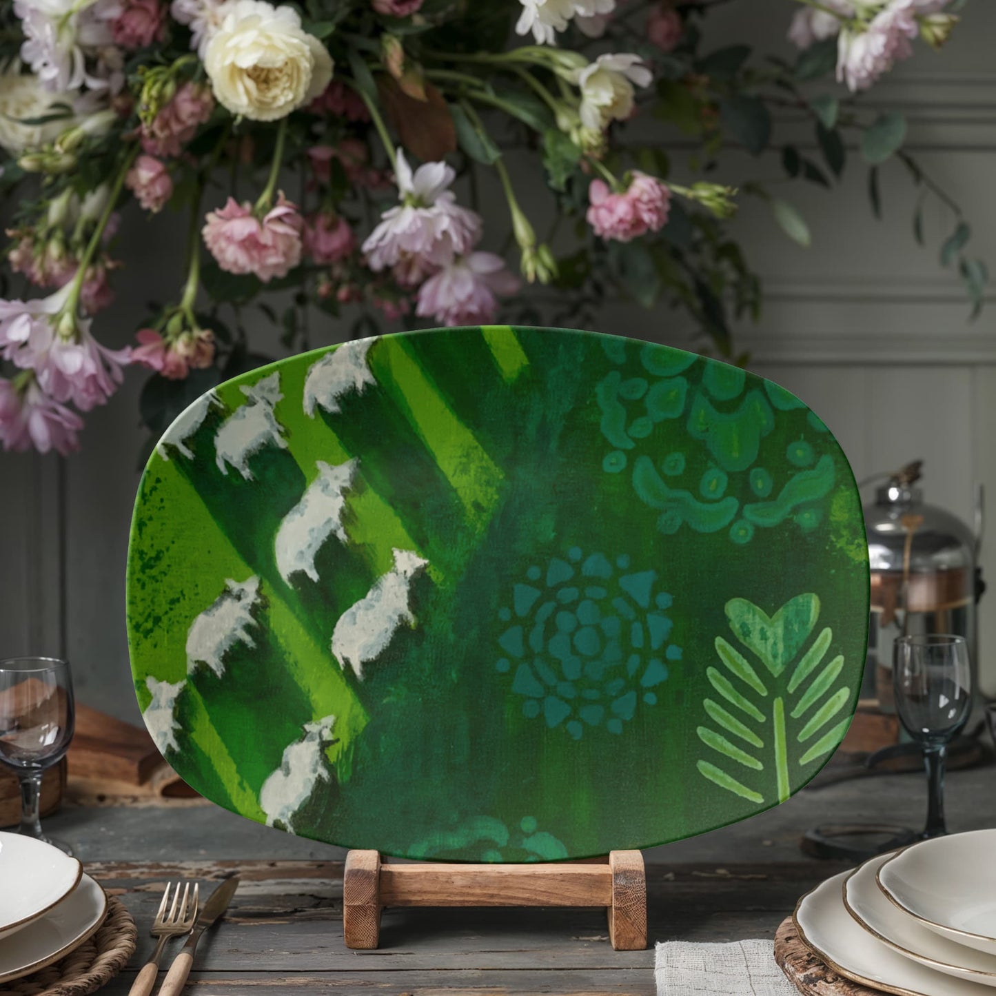 Goats In A Field 10"x14" Platter