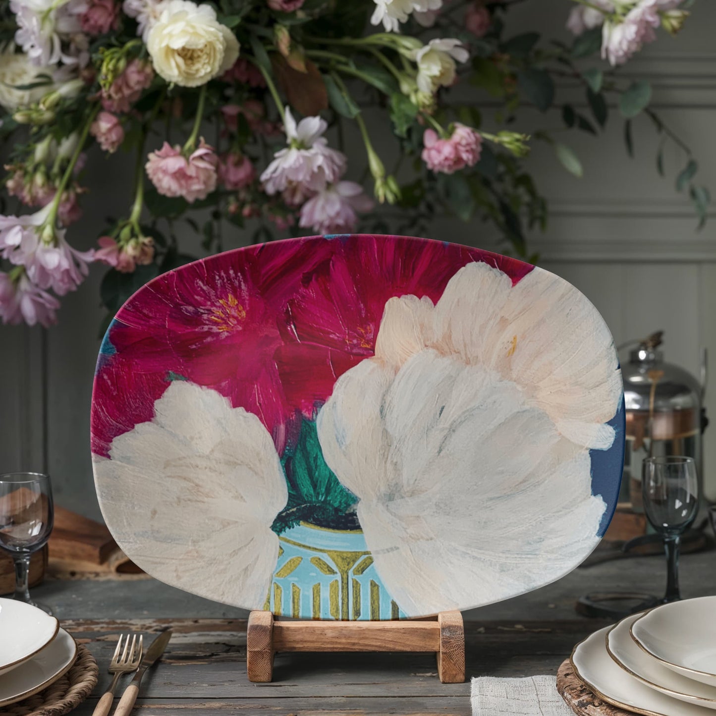 Peonies 10"x14" Platter