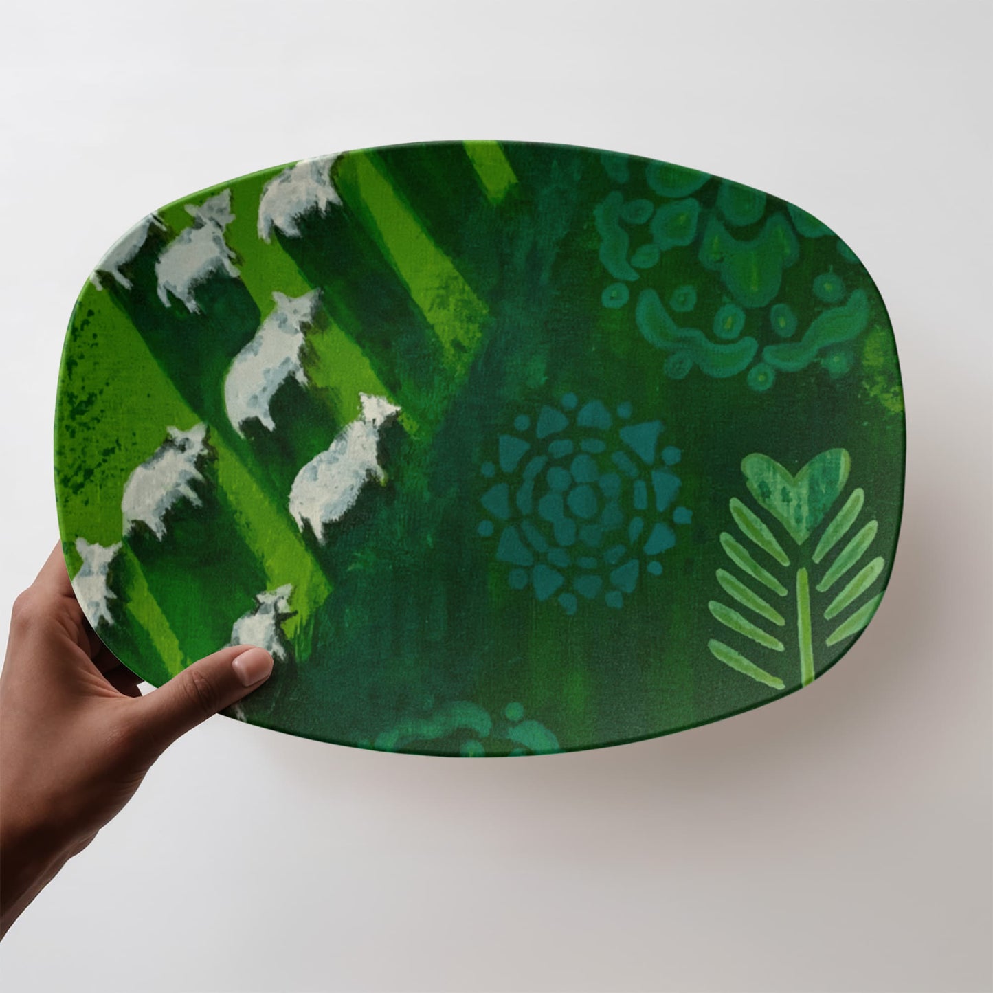 Goats In A Field 10"x14" Platter