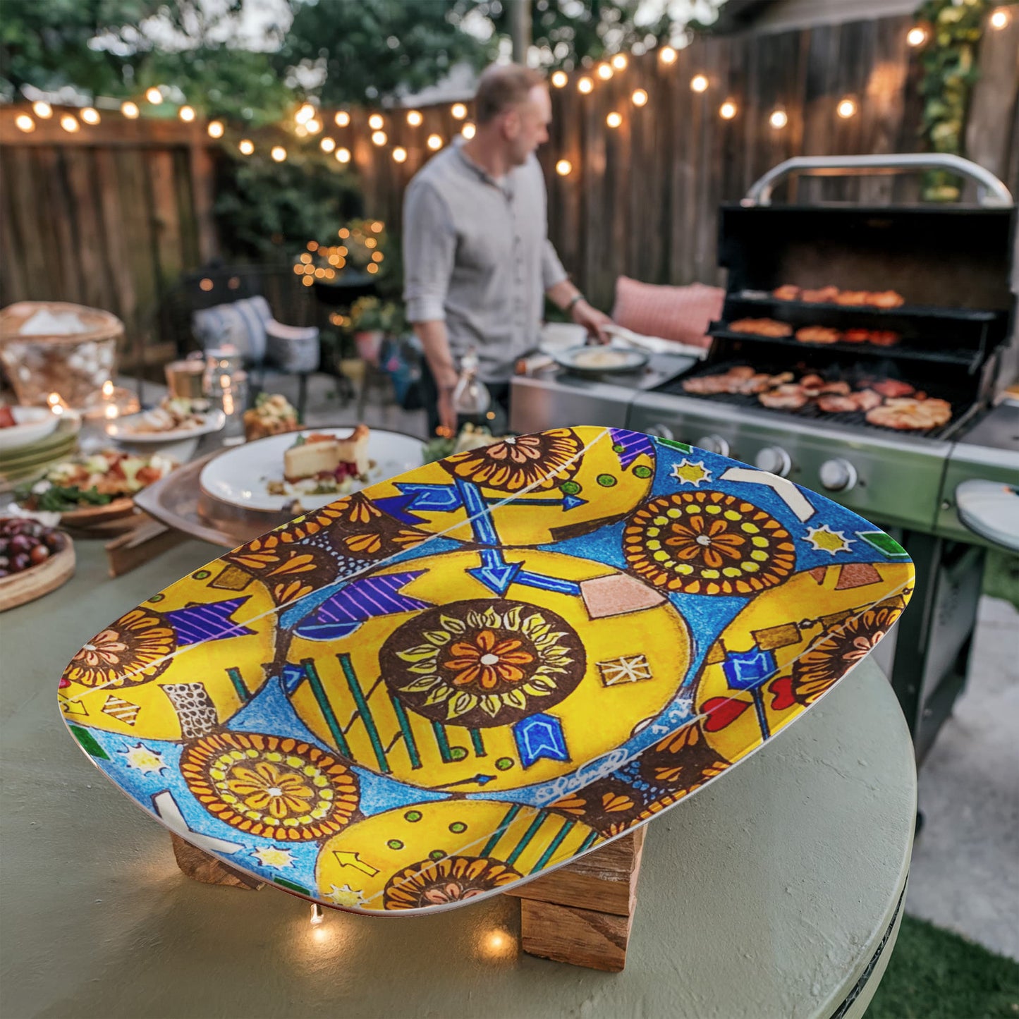Flower Doodle 10"x14" Platter
