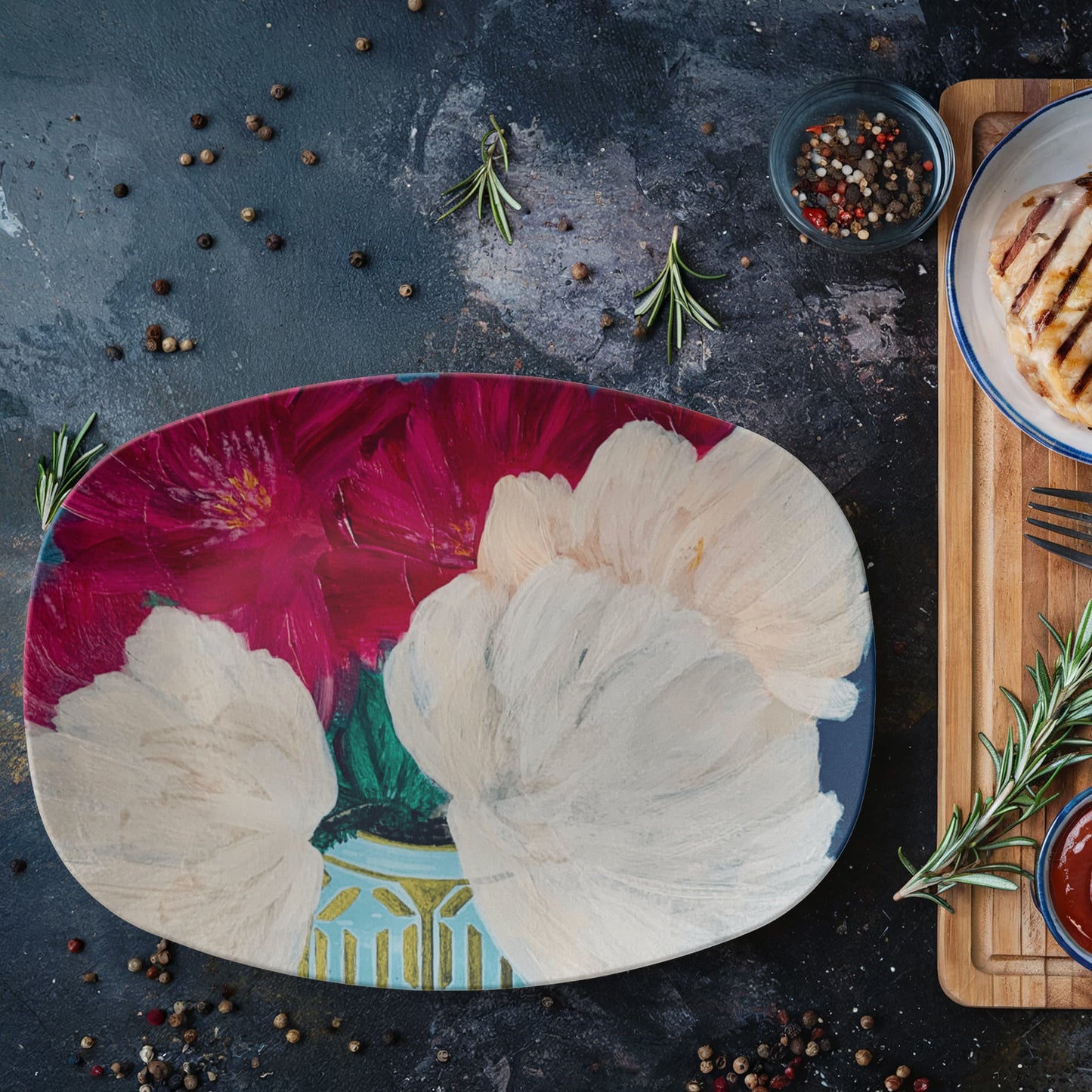 Peonies 10"x14" Platter