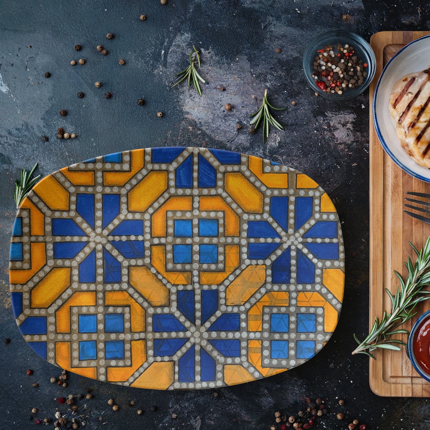 Mosaic Doodle 10"x14" Platter