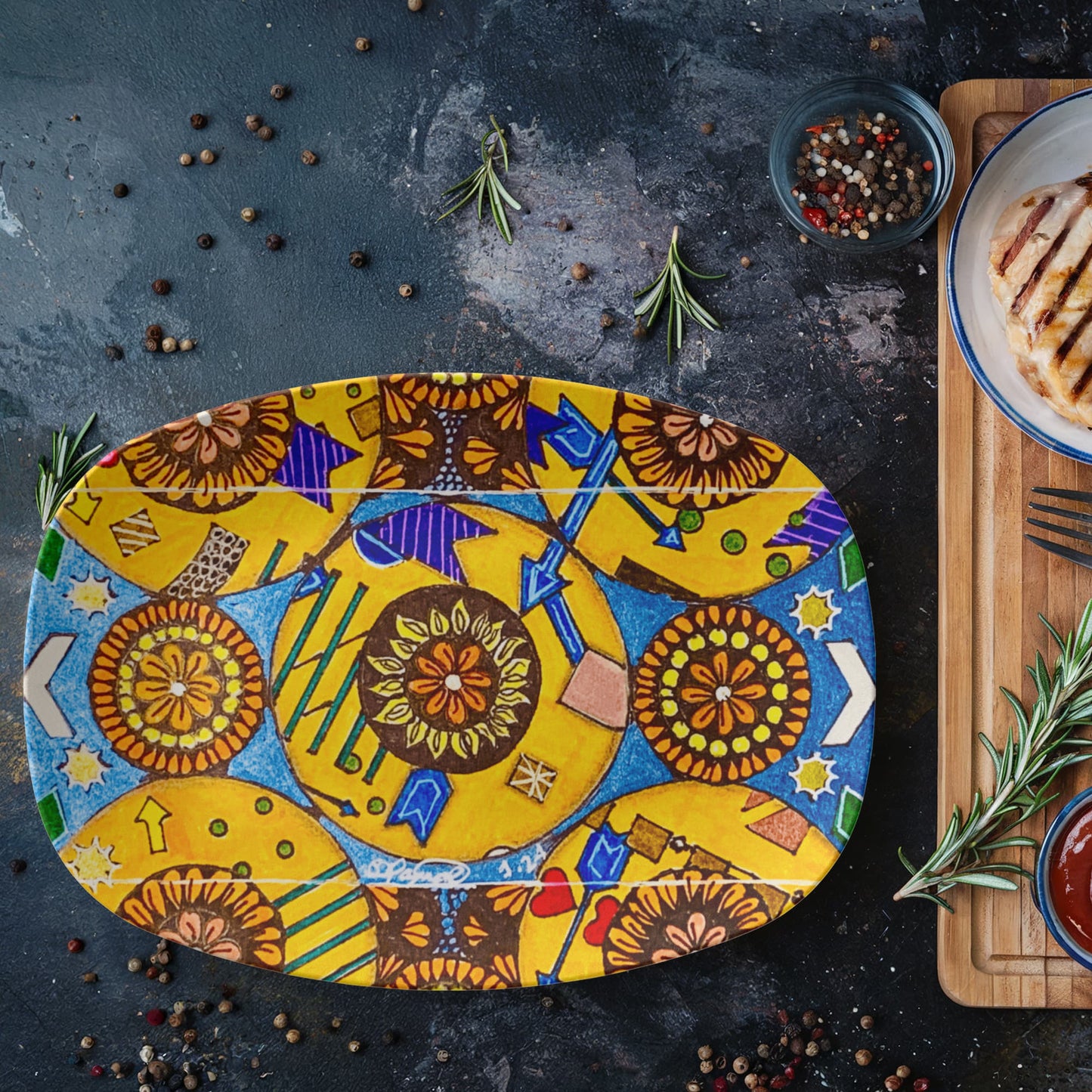 Flower Doodle 10"x14" Platter