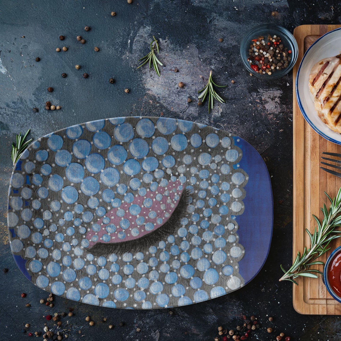 Pearls- The Cosmic Blue Collection 10"x14" Platter