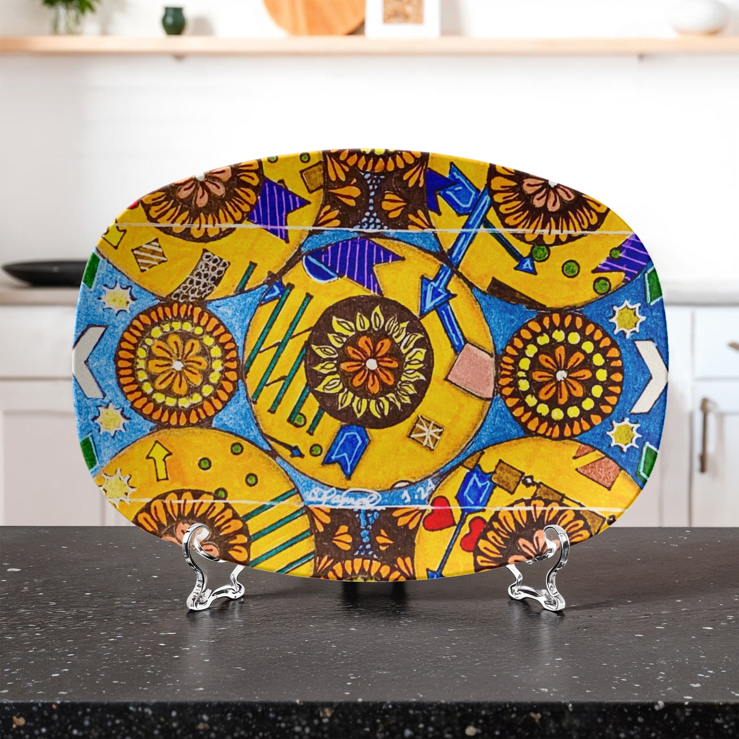 Flower Doodle 10"x14" Platter