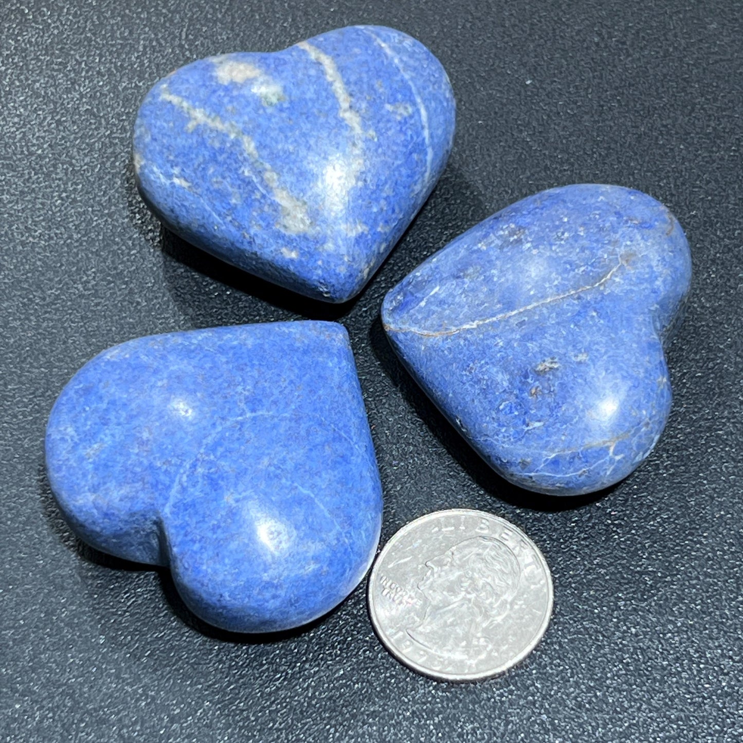 Dumortierite (Blue Moon Quartz) Puffy Heart Polished Crystal Carving