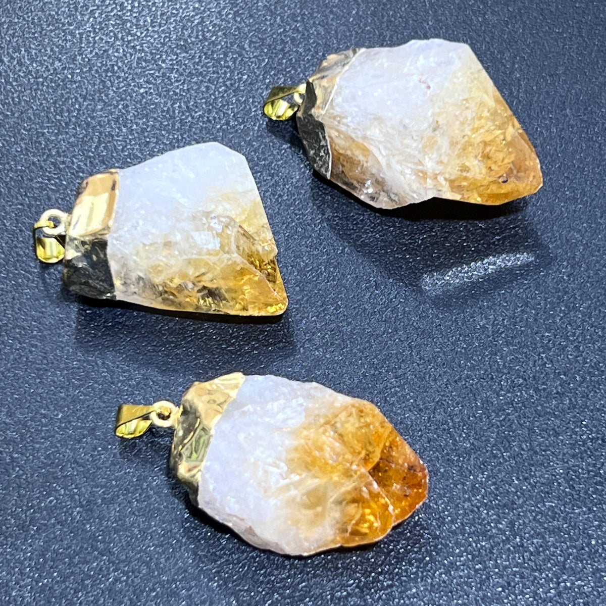 Citrine Crystal Rough Raw Point Pendant (Gold Plated) Wholesale