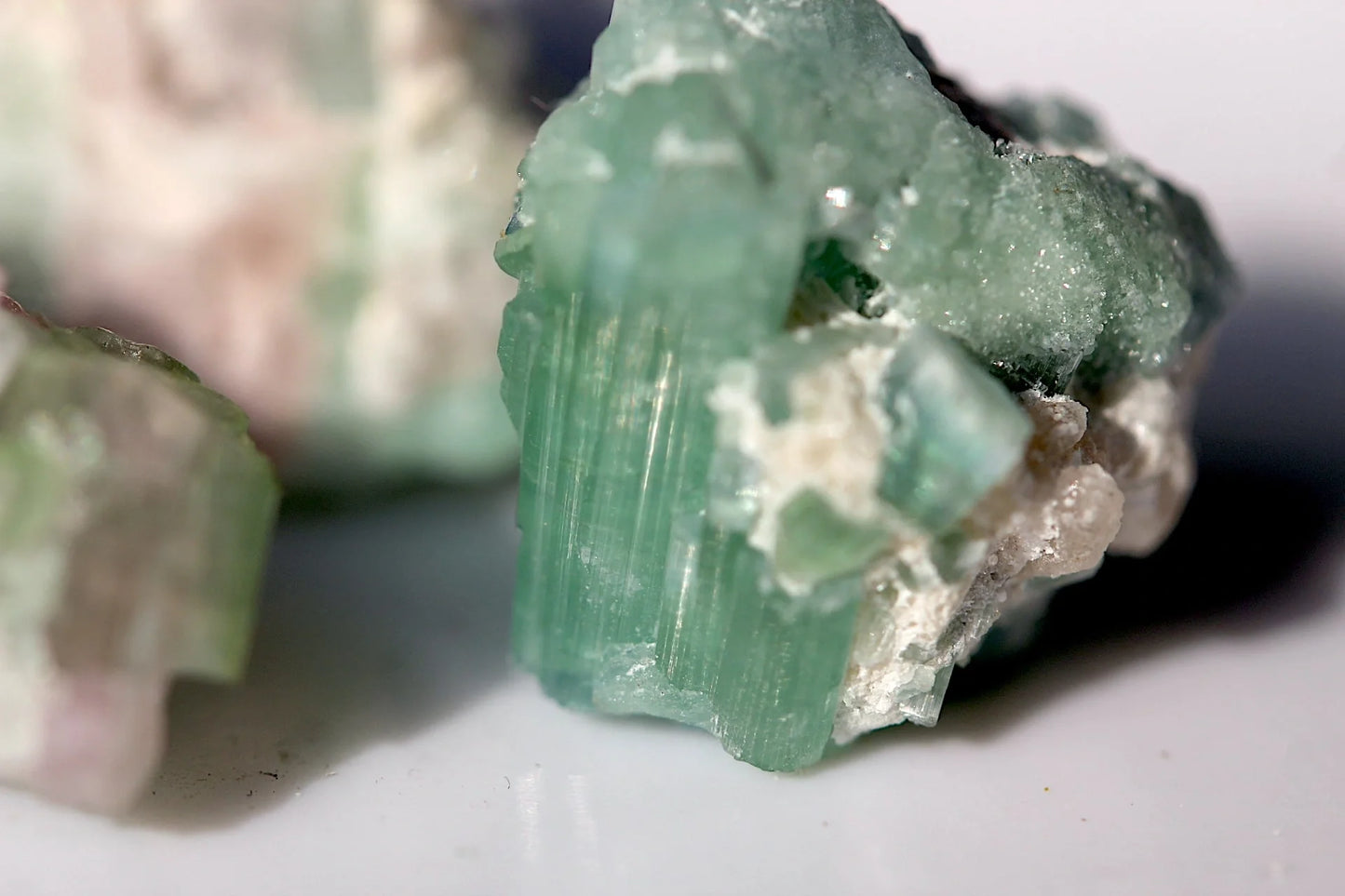 3 Pieces Miniature Blue Pink Tourmaline Crystal Mineral Specimens - Afghanistan