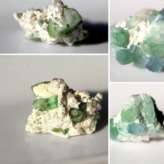 2 Pieces Green-Blue Tourmaline Crystals – Miniature Mineral Specimens from Afghanistan