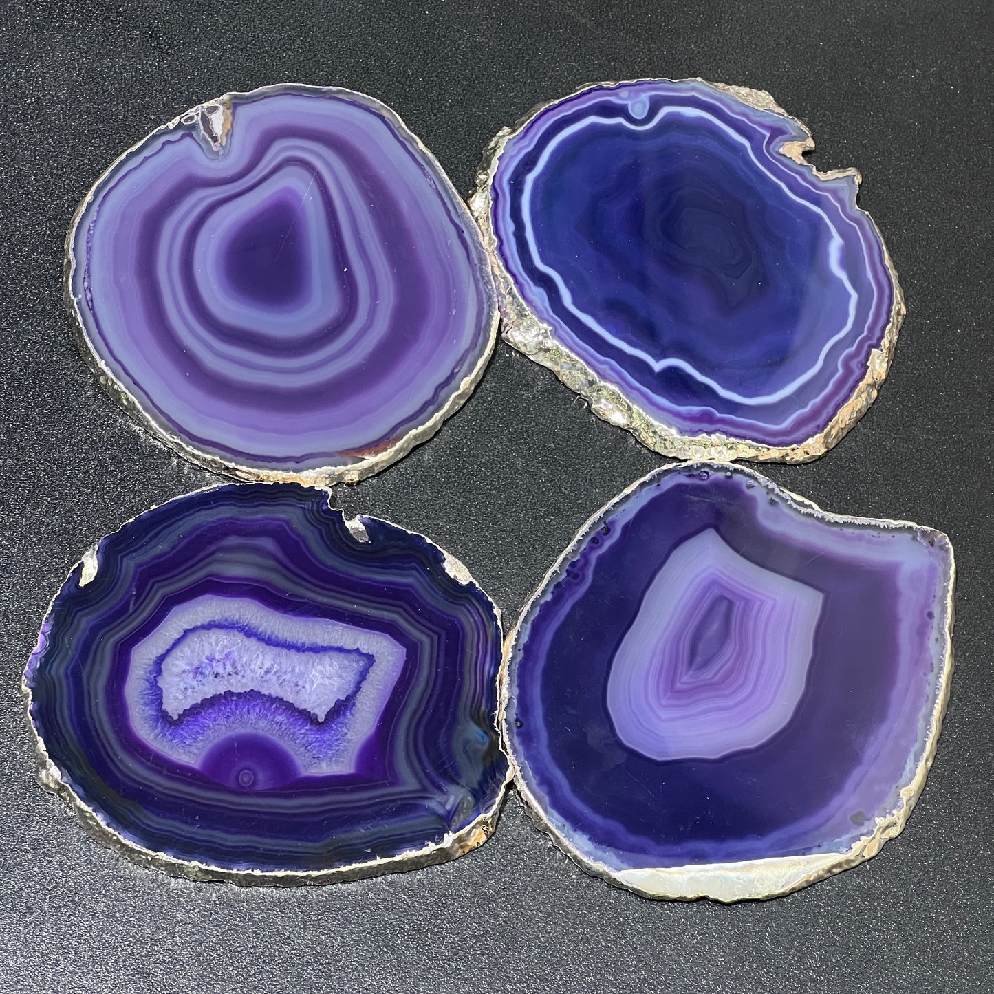 Agate Slice Coaster Silver Plated (4-5 Inches) Grade A Escort Place Cards