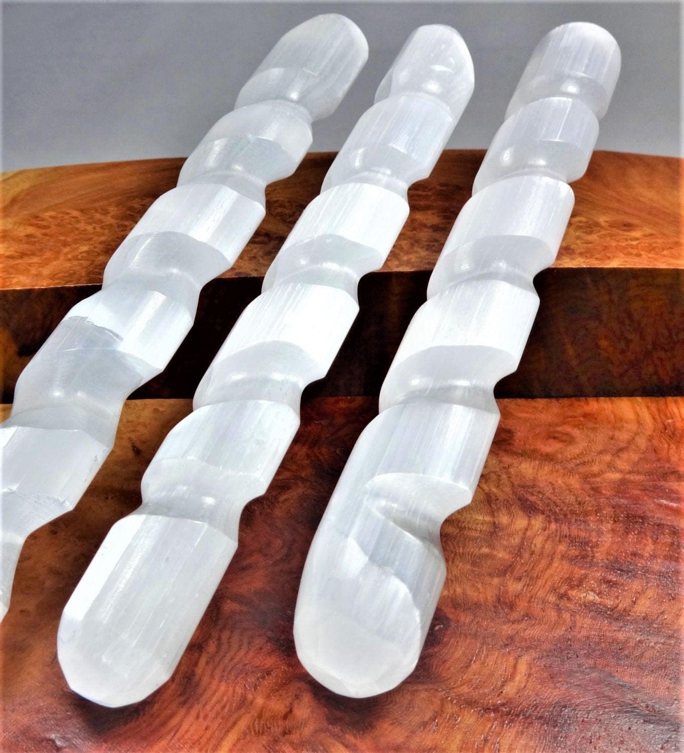 Selenite Crystal Spiral Wand (5-6 Inches) Gemstone Decor Carving Supply