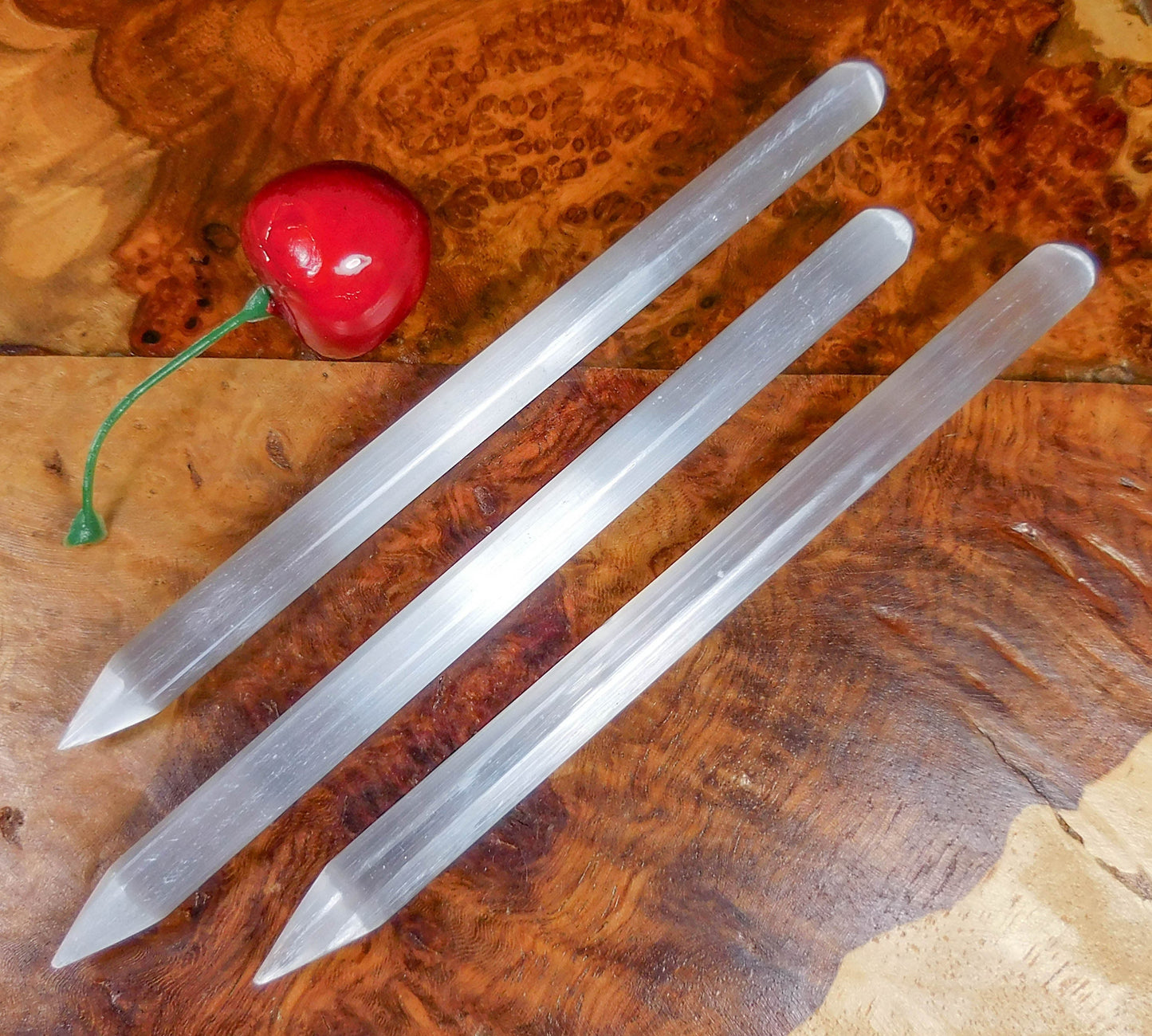 Selenite Crystal Wand Point Thin Pencil Shaped Crystal Carving