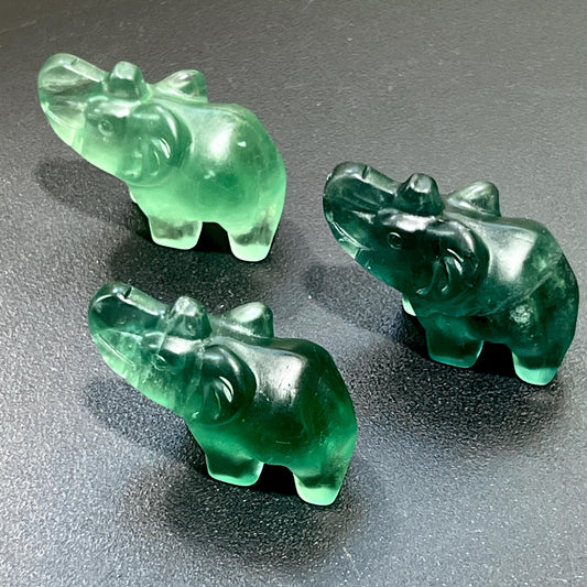 Small Elephant Green Fluorite Crystal Animal Carving Wholesale