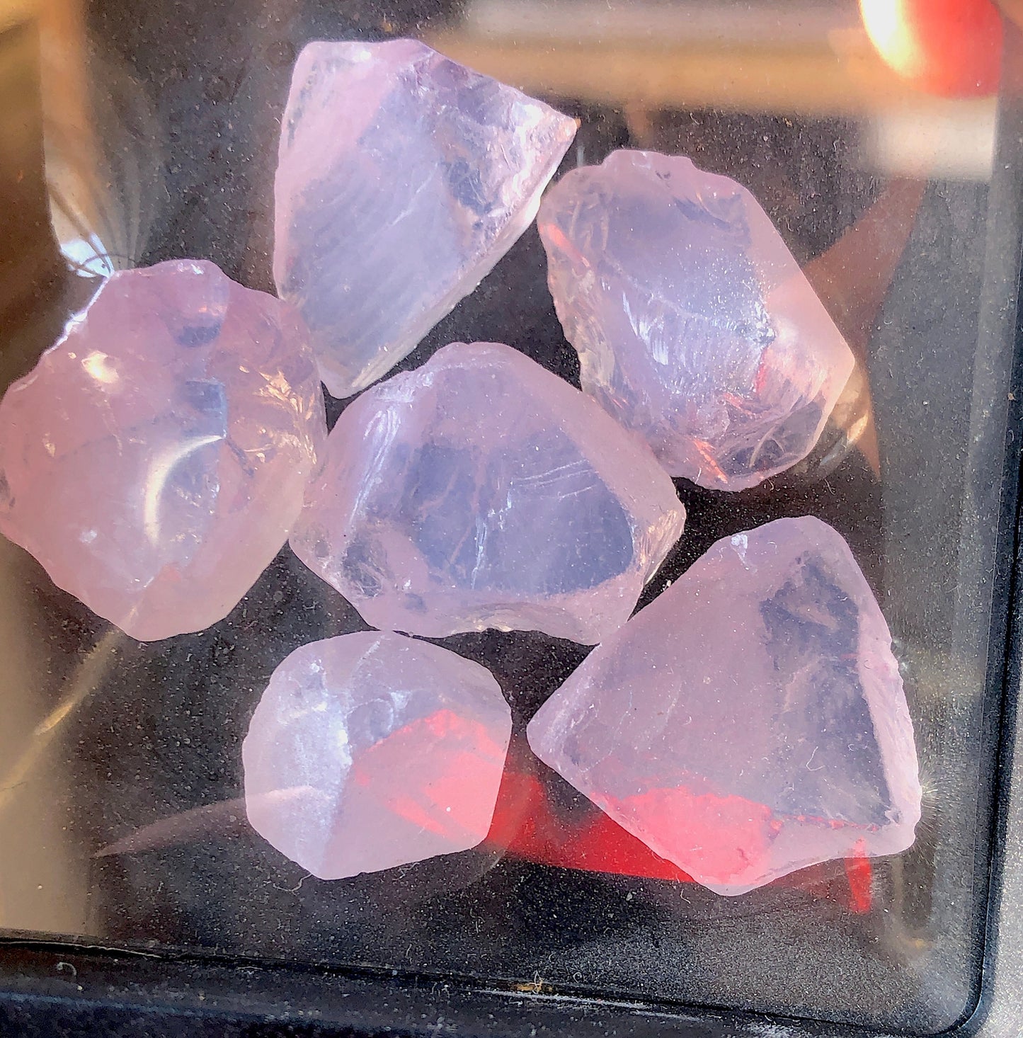 143 Carats Lavendar Quartz / Citrine Beginner Faceting Rough Gems Box