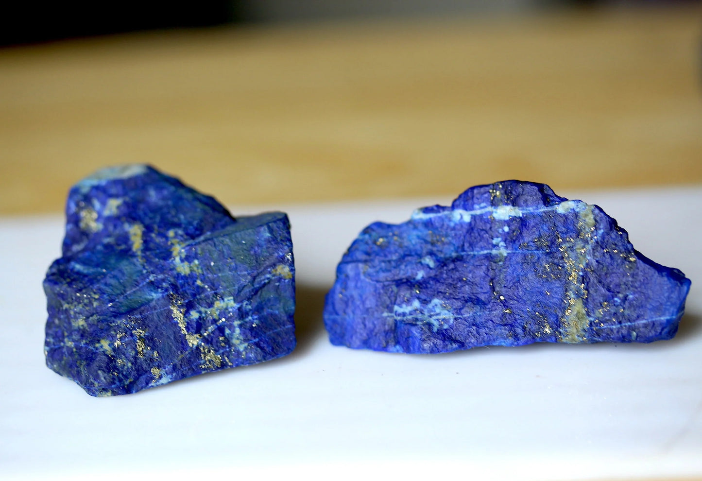 2 Pieces Rough Lapis Lazuli with Golden Pyrite