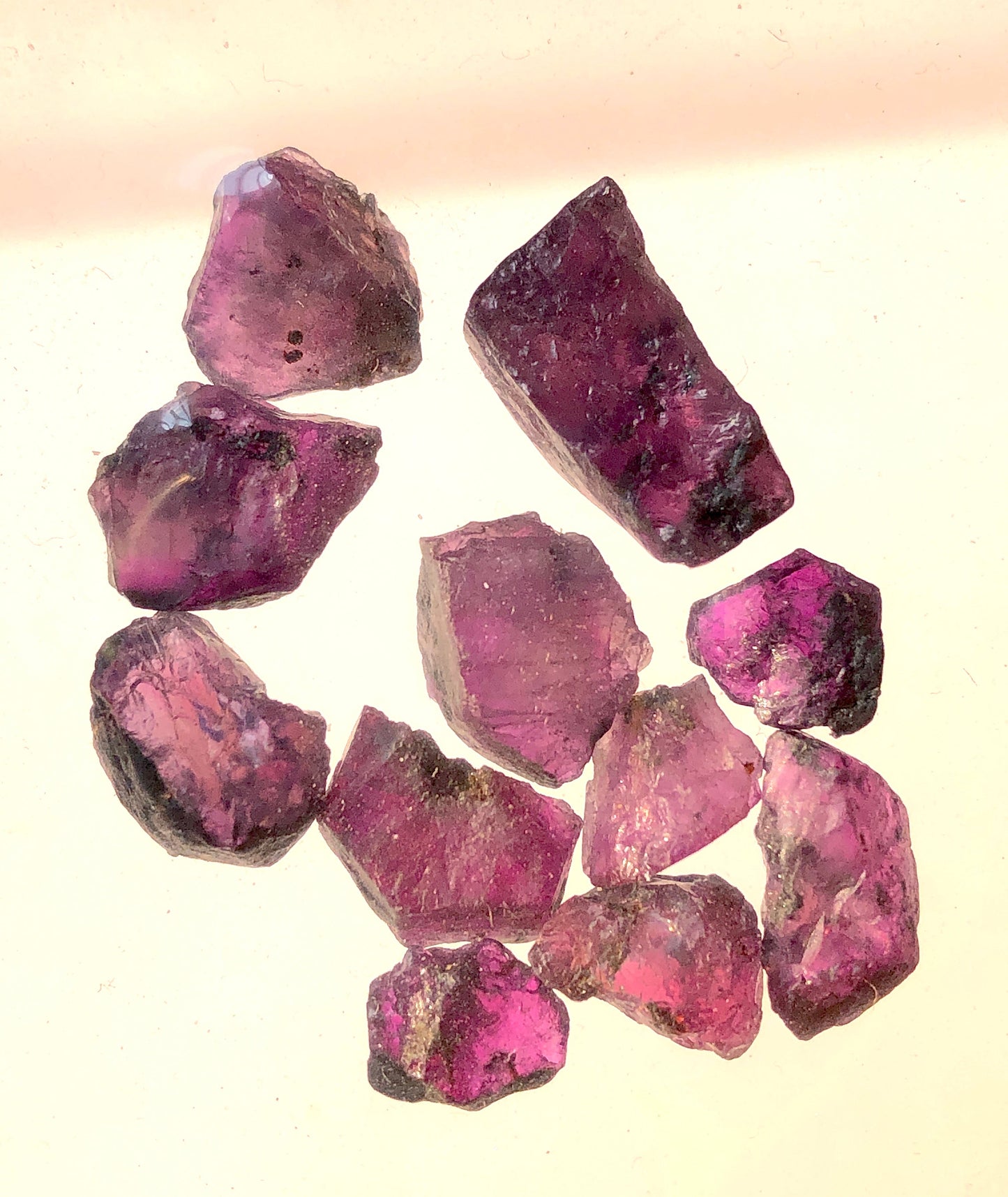 36.8 Carats Natural Uncut Purplish Pink Sapphire Crystals