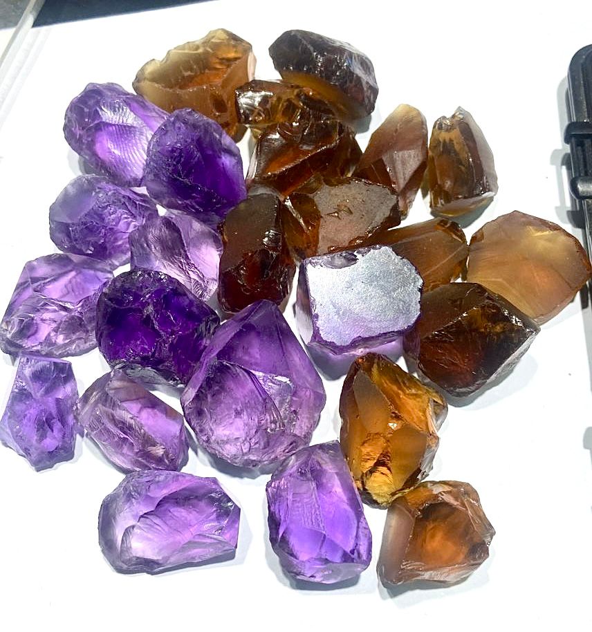 600 Gram Facet Grade Rough Honey Citrine & Purple Amethyst Bulk Wholesale Deal