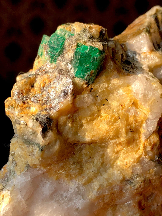240 Grams Vivid Green Emerald with Golden Mica, Quartz Feldspar - from Swat Pakistan