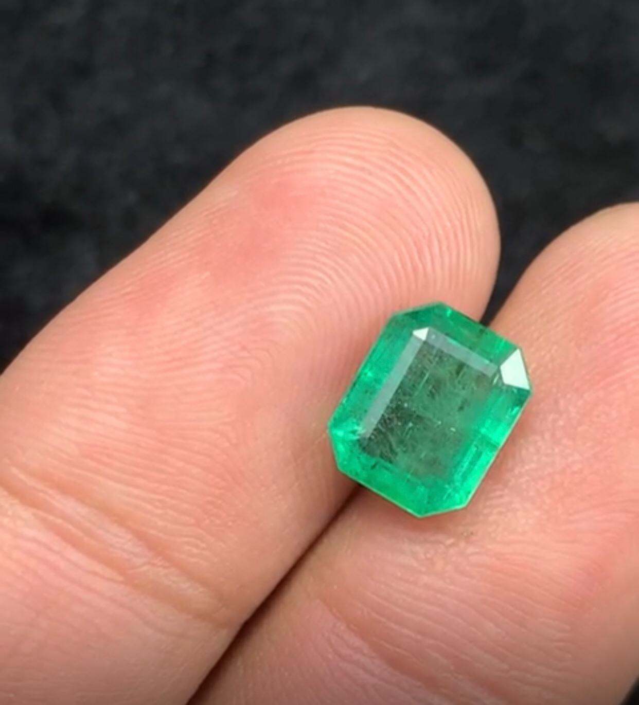 3.20 Carat Emerald Cut Green Loose Emerald Gem