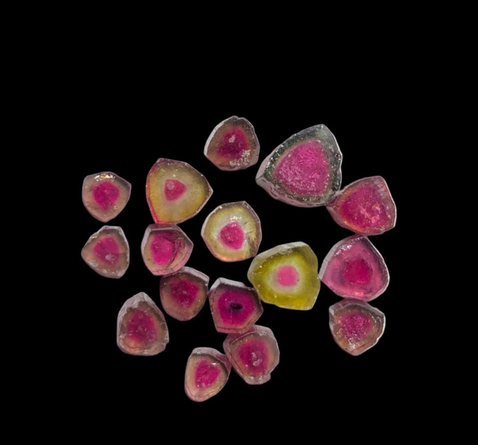 16 carats Natural Watermelon Tourmaline Slices Crystal Lot