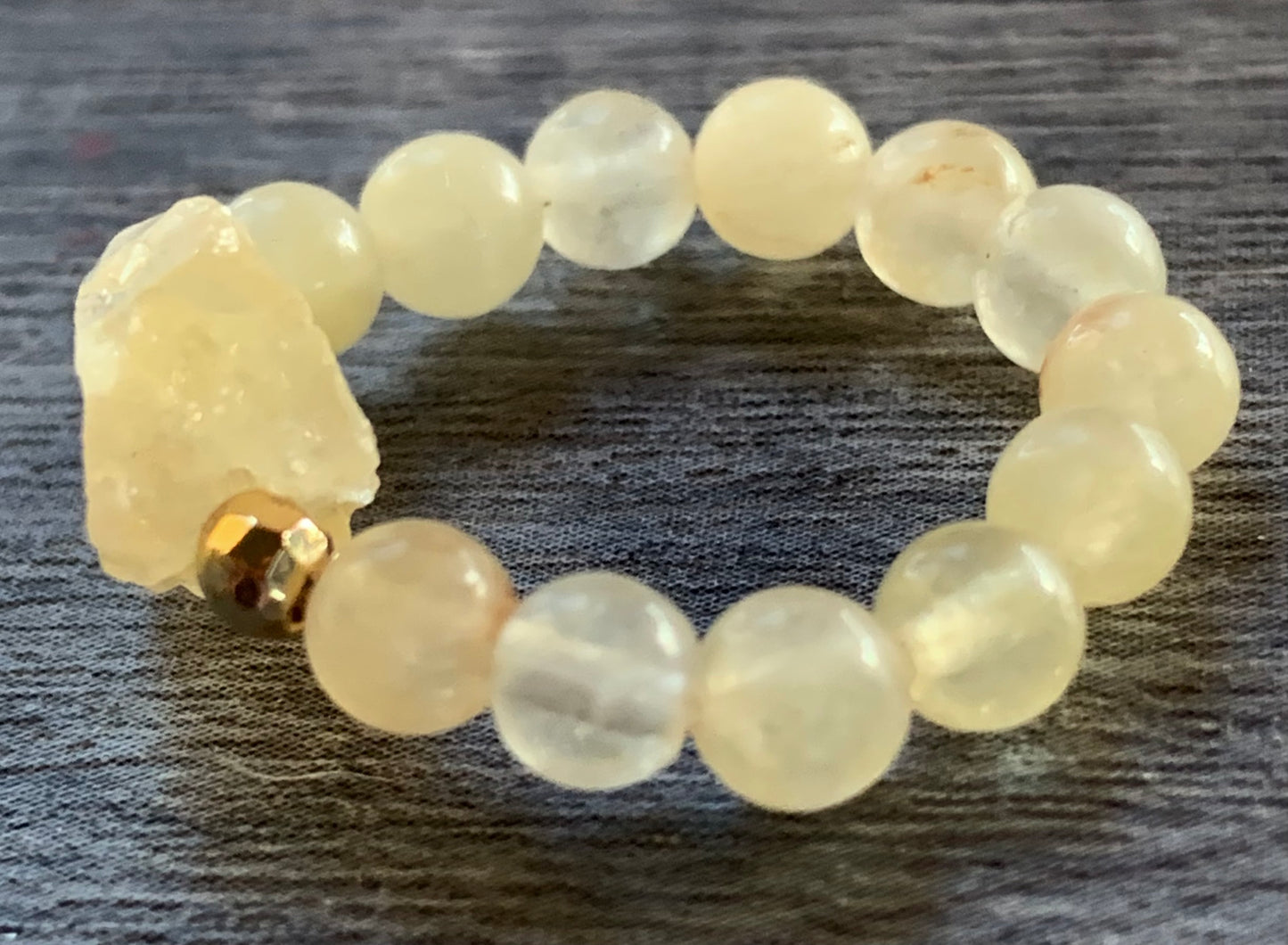 Soleil Citrine Beaded Expandable (Stretchy) Ring