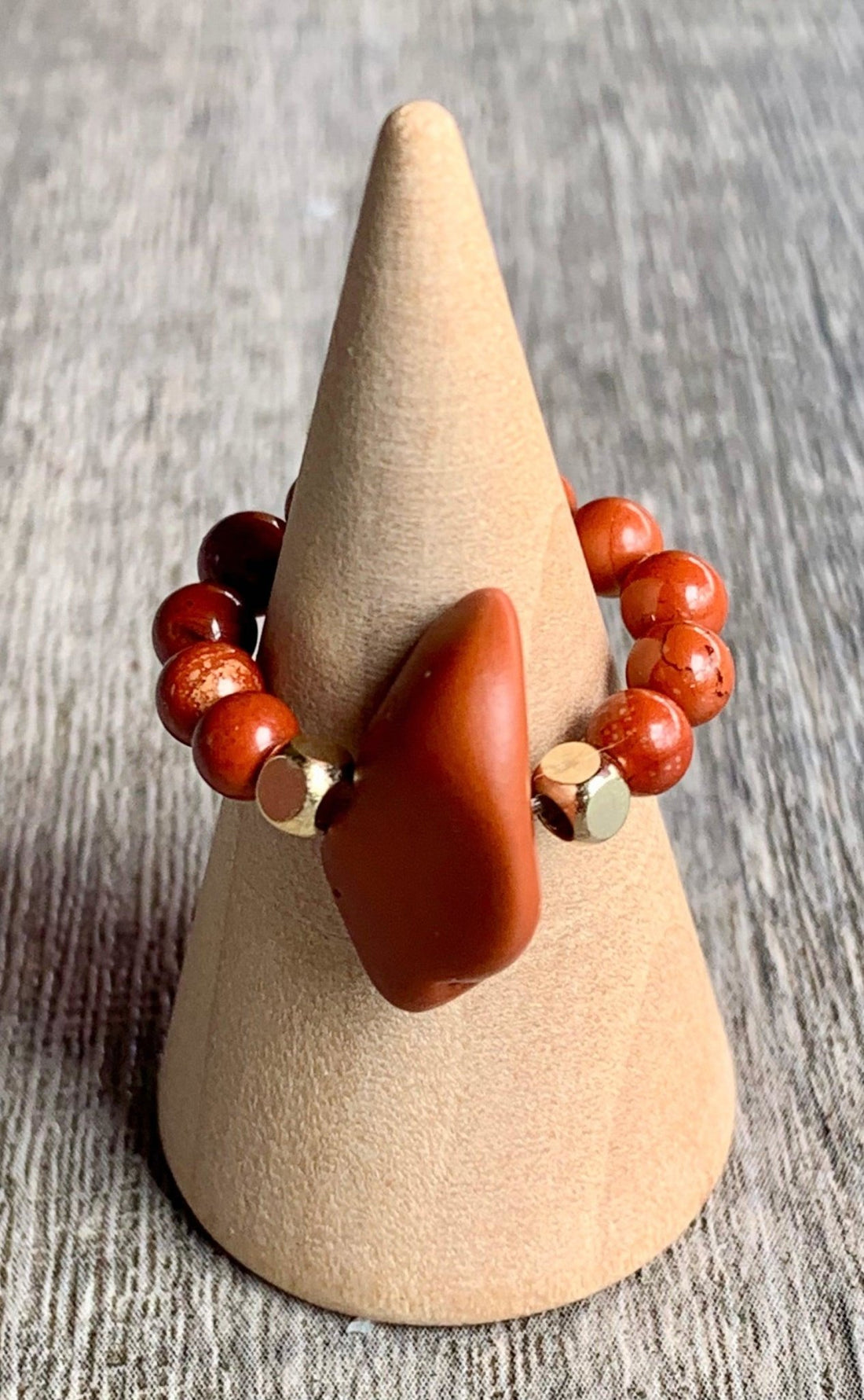 Adima Handmade Red Jasper Expandable Ring - Born Mystics