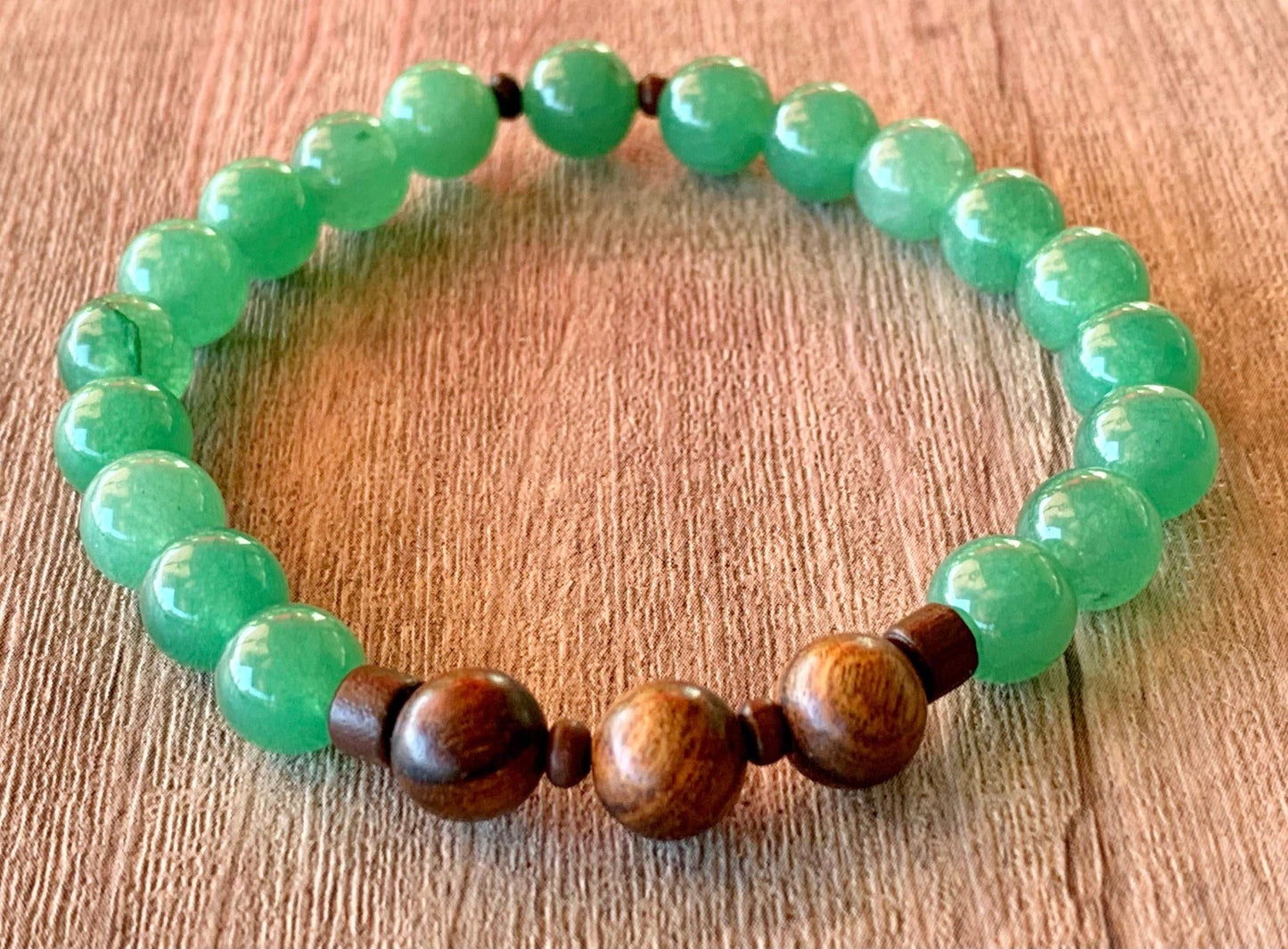 Aidan Handmade Green Jade and Wood Expandable Bracelet - Born Mystics