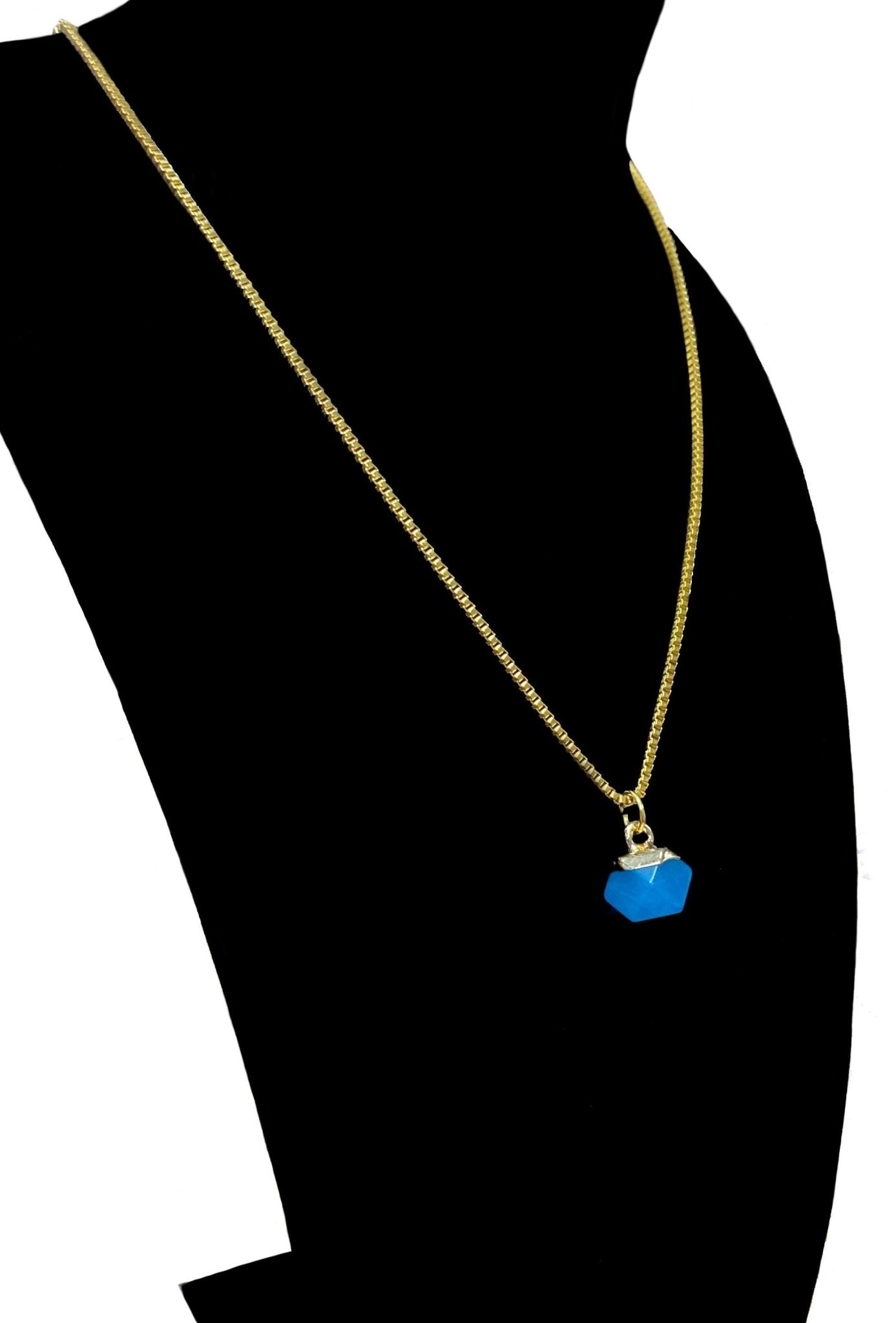 Althea Faceted Blue Amazonite Crystal Pendant Necklace - Born Mystics