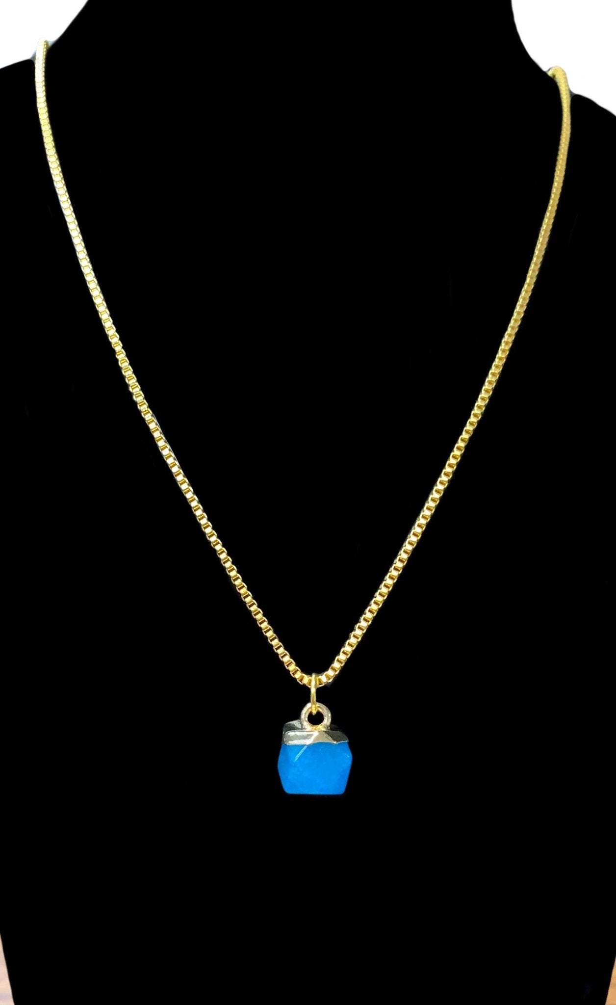 Althea Faceted Blue Amazonite Crystal Pendant Necklace - Born Mystics
