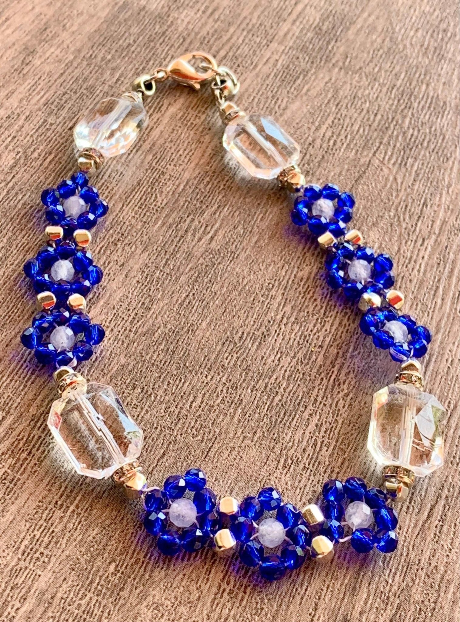 Angela Handmade Blue Sapphir, Zircon, and Silver Plated Hematite Bracelet/ Anklet - Born Mystics