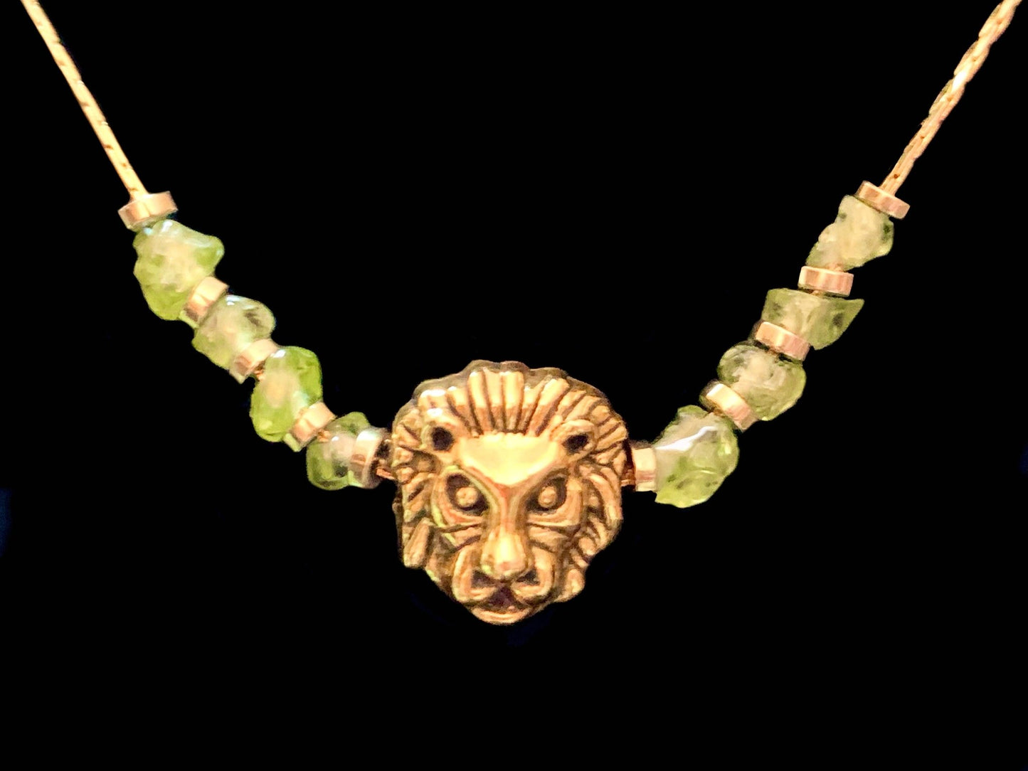 Ari Handmade Peridot and Lion Pendant Necklace - Born Mystics