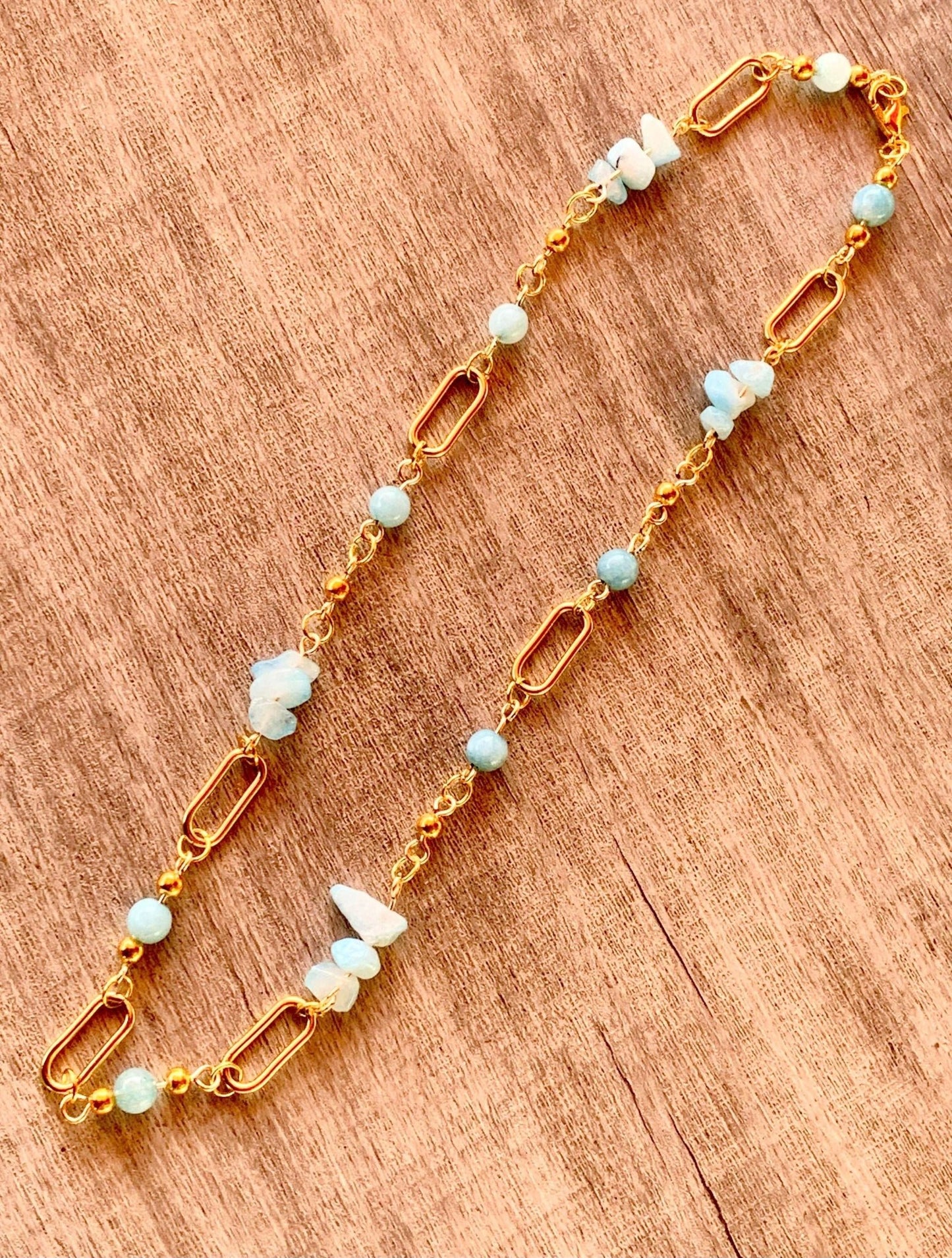 Cora Handmade Aquamarine Paperclip Necklace/ Choker - Born Mystics