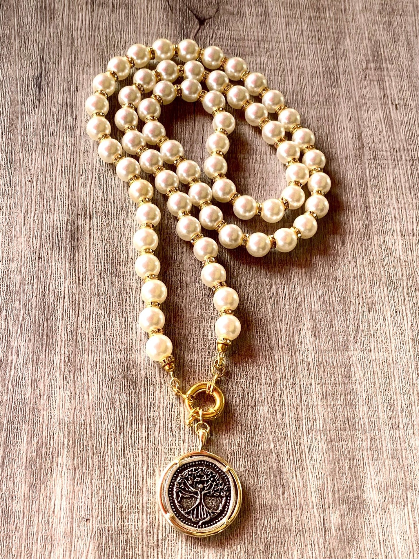 Daphne Handmade Faux Pearl 30" Necklace with Tree of Life Pendant - Born Mystics