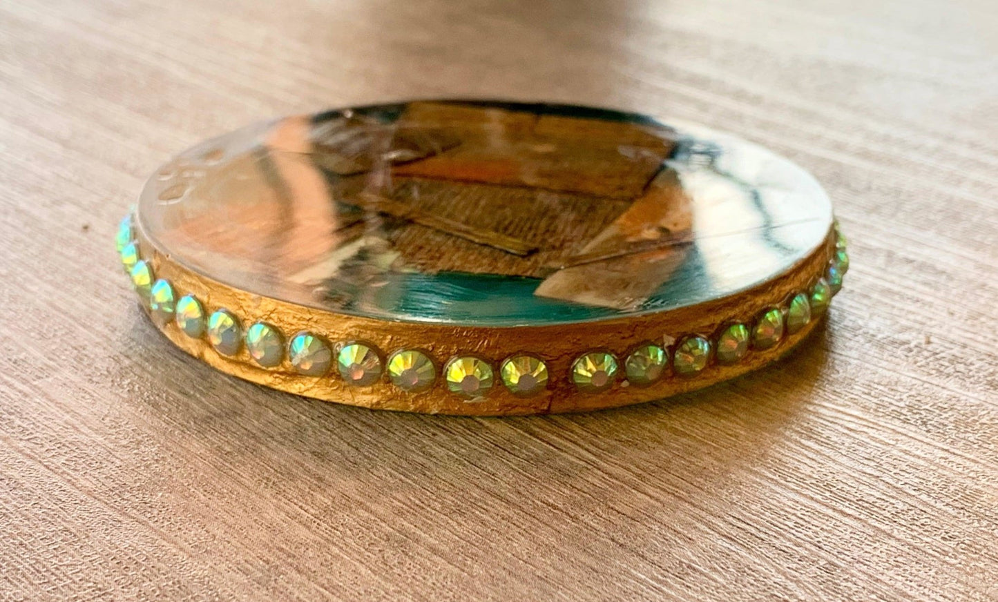 Emerald Green 3" Round Resin Coaster or Jewelry Plate - Born Mystics