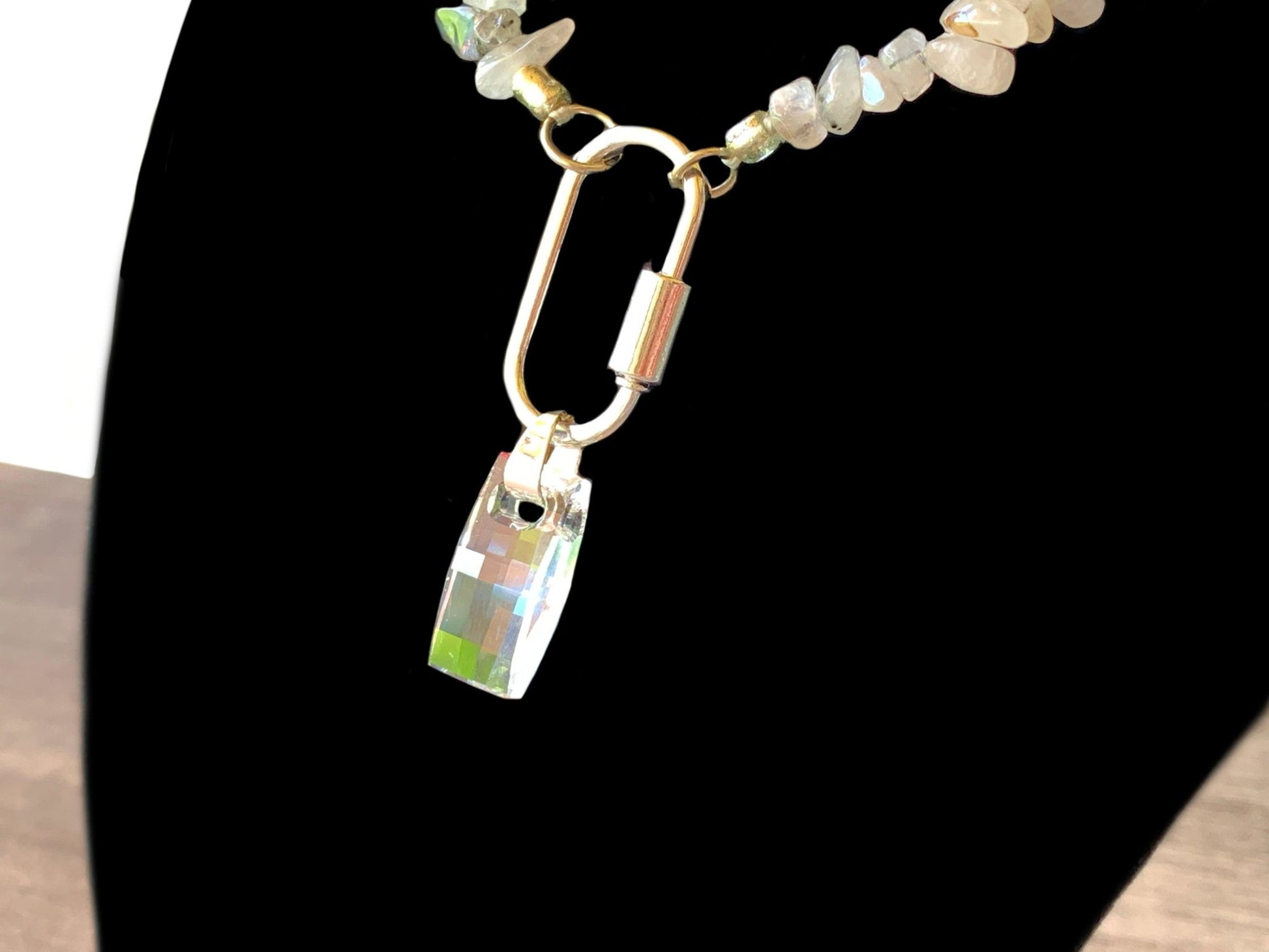 Esther Handmade Tourmalinated Quartz 17" Necklace/ Choker with Swarovski Crystal Elements Pendant - Born Mystics