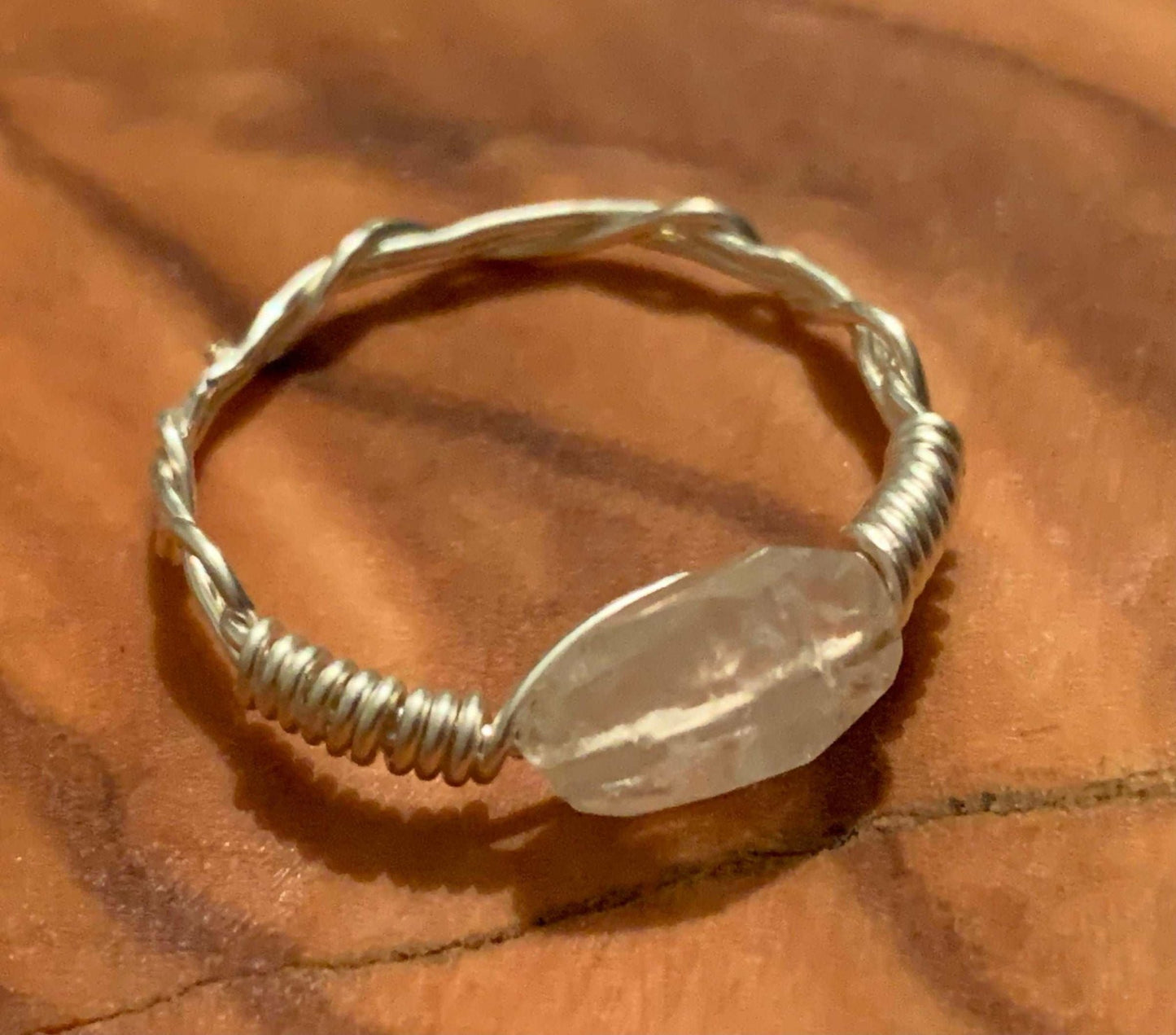 Eva Handmade Moonstone Wire Wrapped Ring size 7.5 - Born Mystics