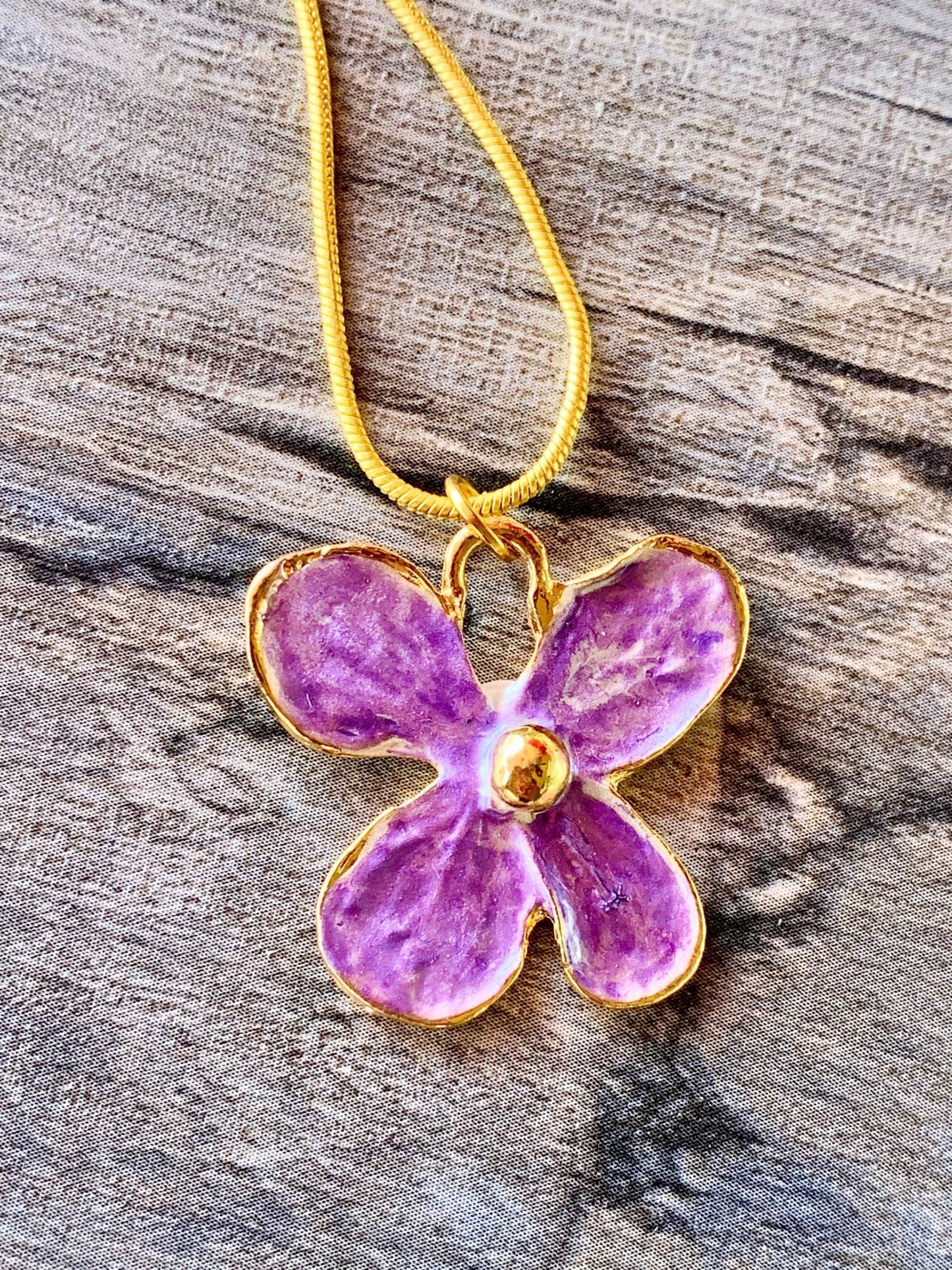 Felina Handmade Enamel/ Resin Flower Pendant Necklace - Born Mystics