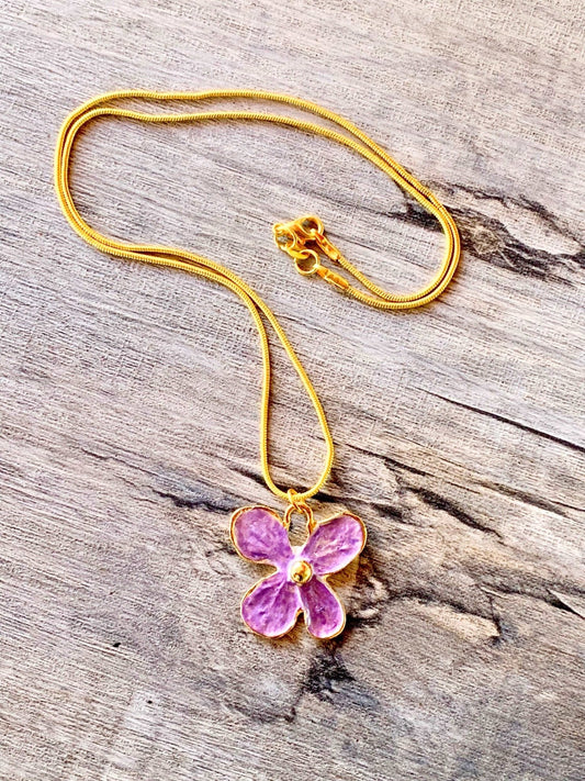 Felina Handmade Enamel/ Resin Flower Pendant Necklace - Born Mystics