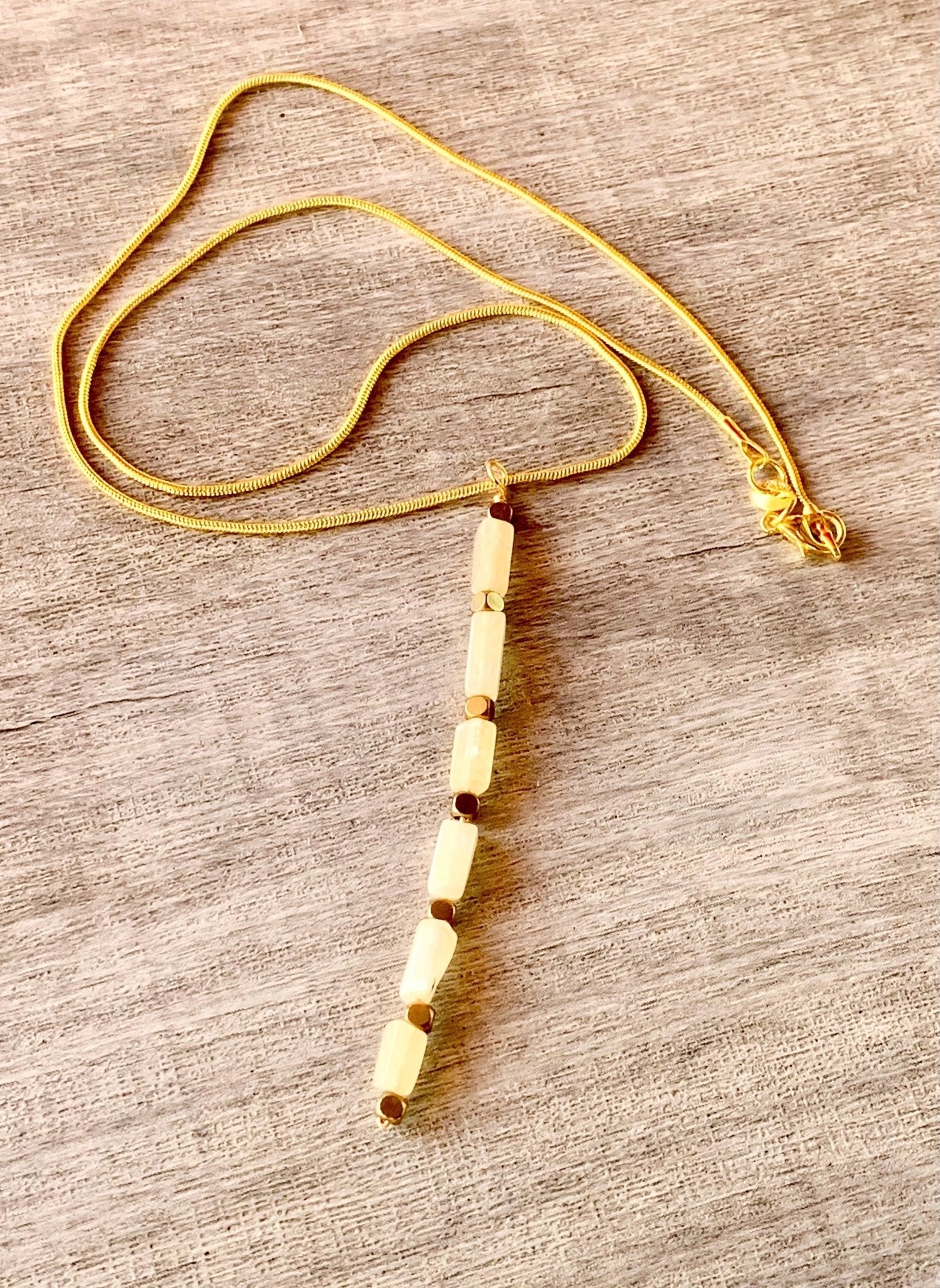 Heather Handmade Cream Quartz Drop Pendant Necklace - Born Mystics