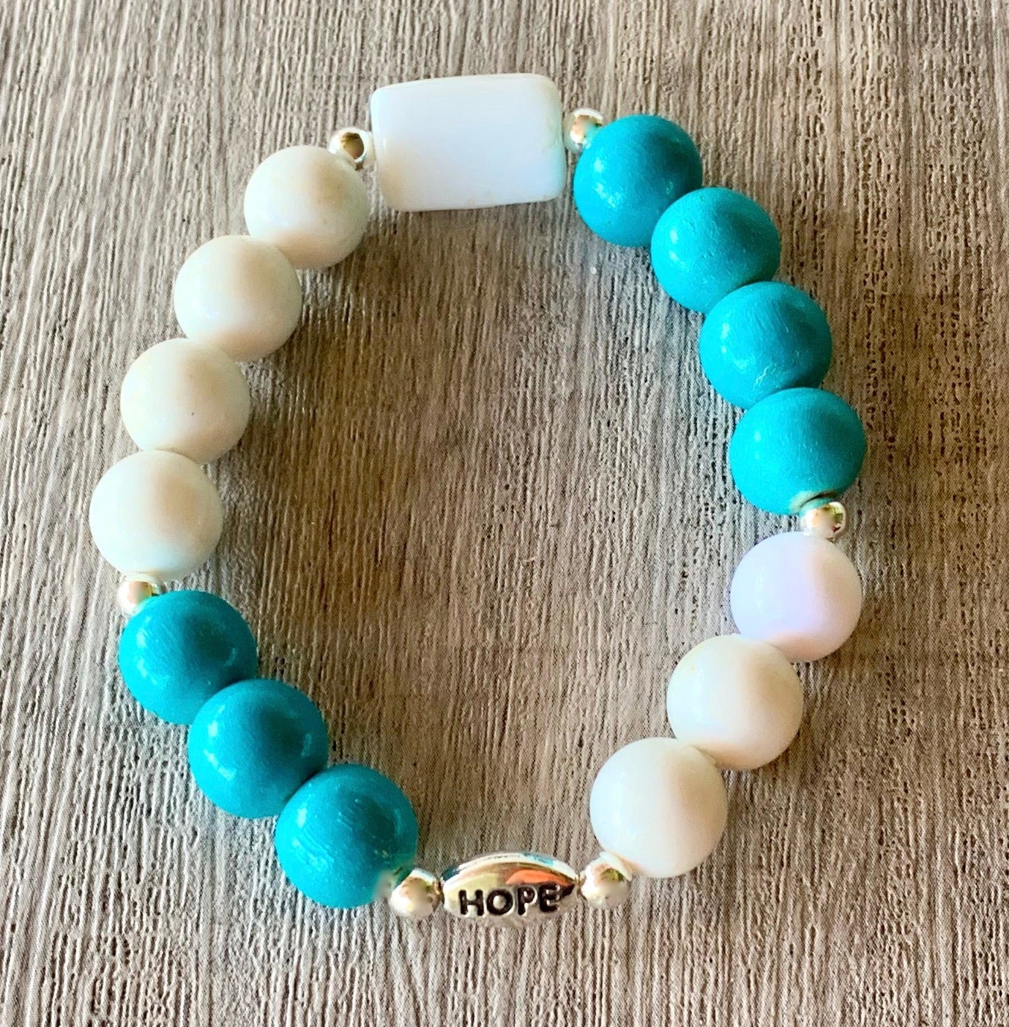 Lucy Handmade Acrylic and Wood Beaded Expandable 6" Bracelet with Silver spacer beads for Kids 4-8 Years Old - Born Mystics