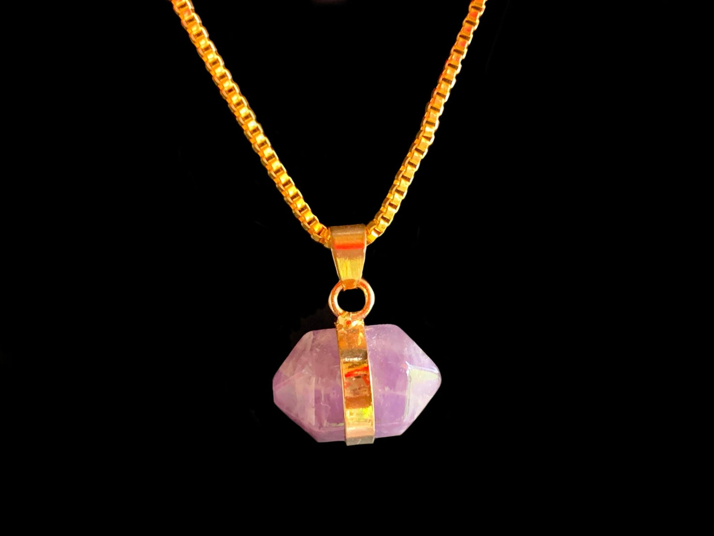 Nami Amethyst Bicone Crystal Pendant on a 20" Necklace - Born Mystics
