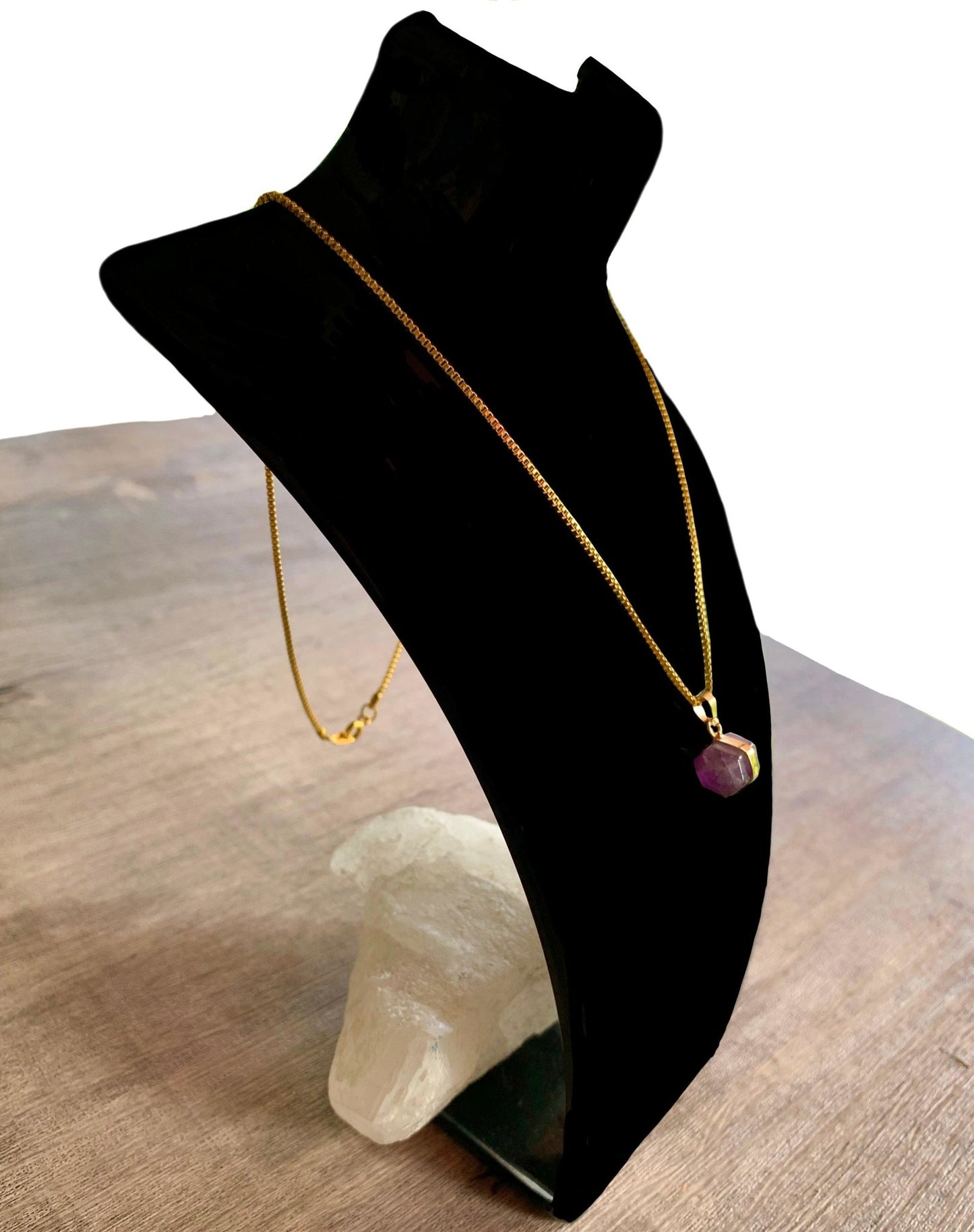 Nami Amethyst Bicone Crystal Pendant on a 20" Necklace - Born Mystics