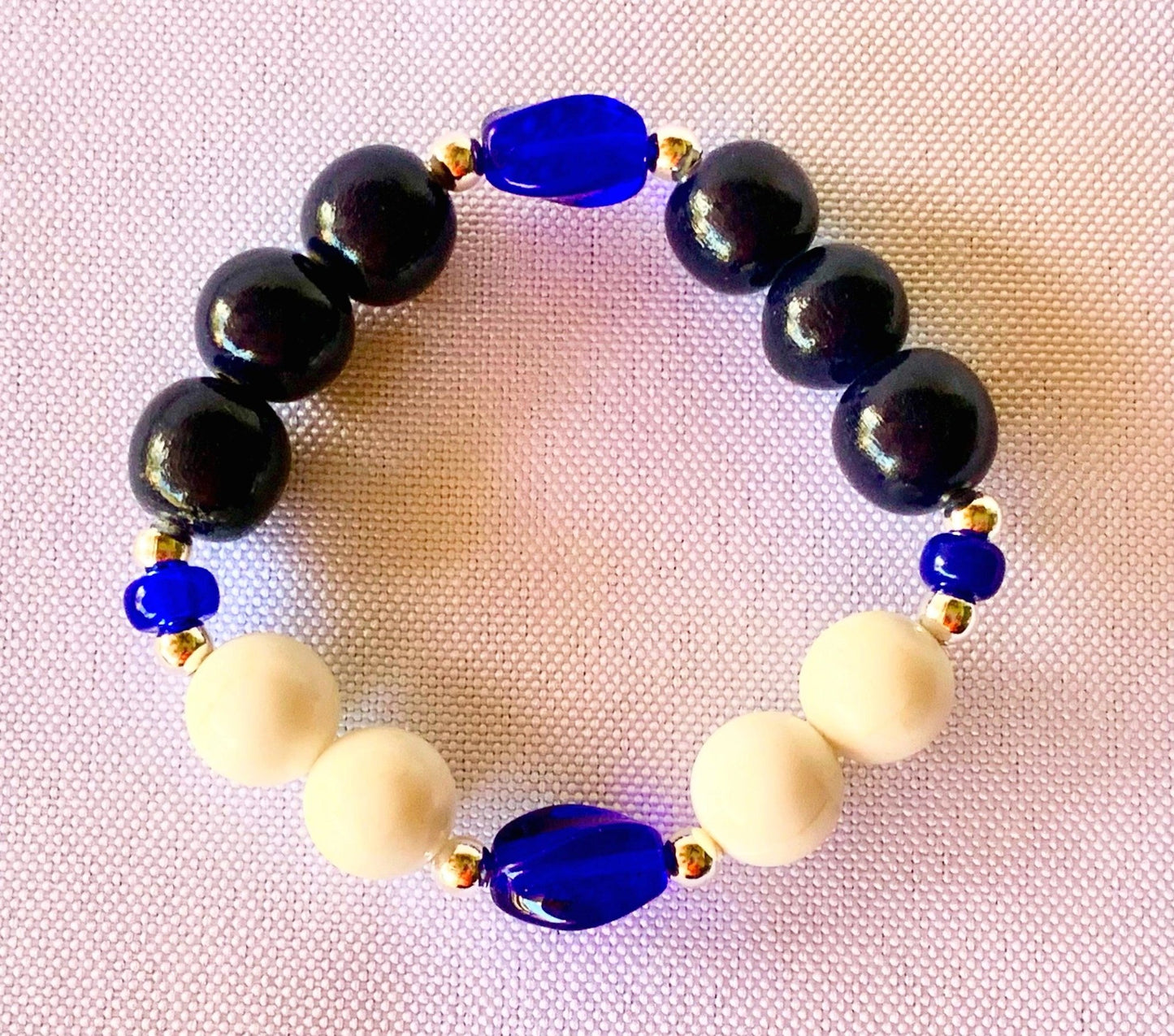 Roger Handmade Acrylic, Wood, and Glass Beaded Expandable 6" Bracelet for Kids 4-8 Years Old - Born Mystics