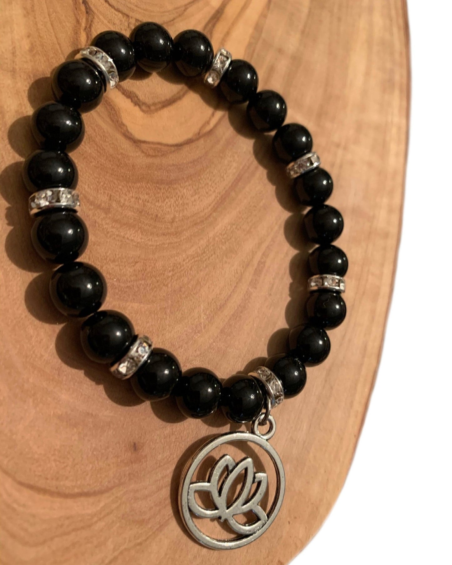 🔴Sold🔴 Alexander- Handmade Black Tourmaline Bracelet with Lotus Flower - Born Mystics