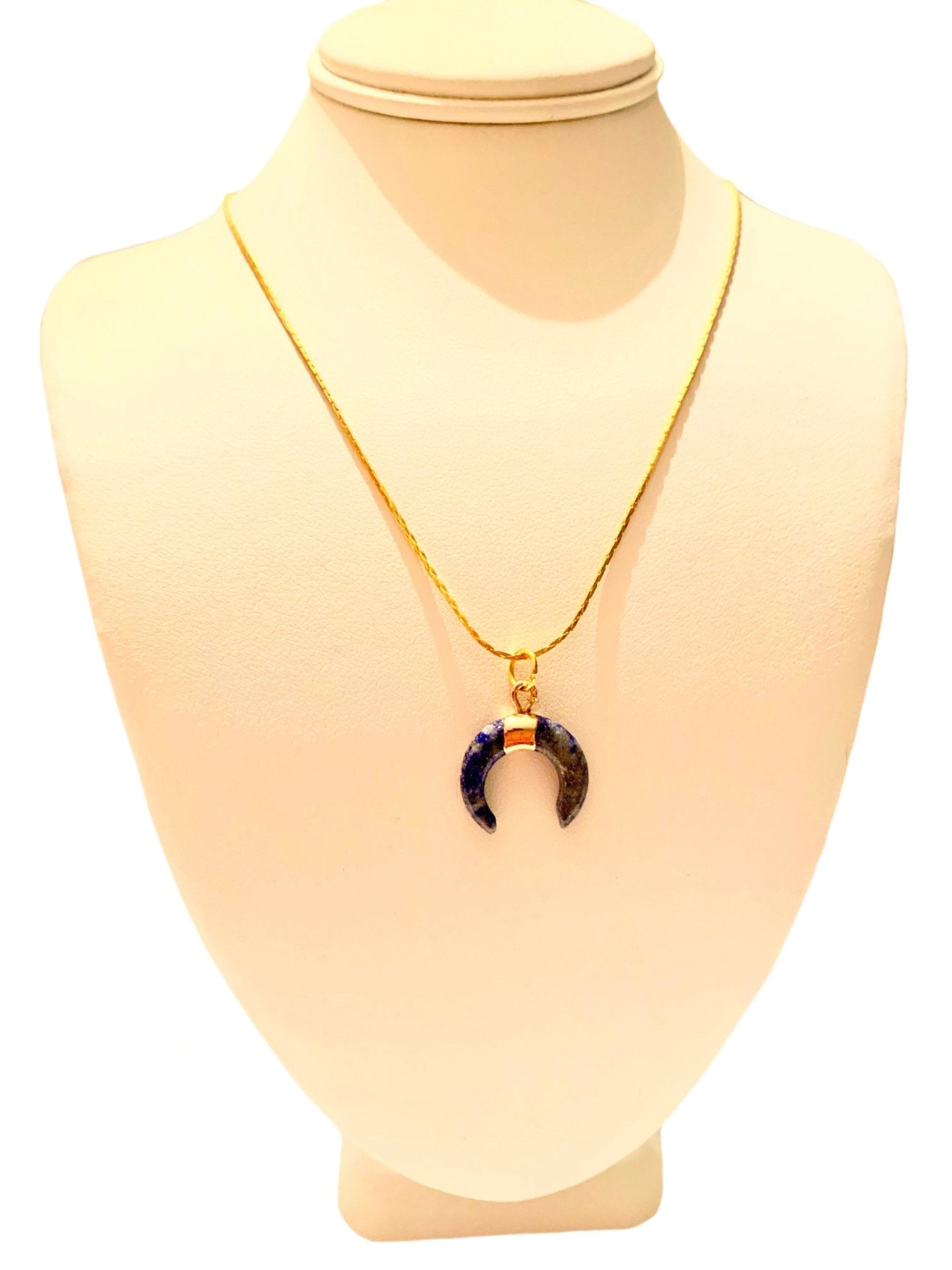 🔴SOLD🔴 Aly Genuine Lapis Lazuli Moon Pendant Necklace - Born Mystics