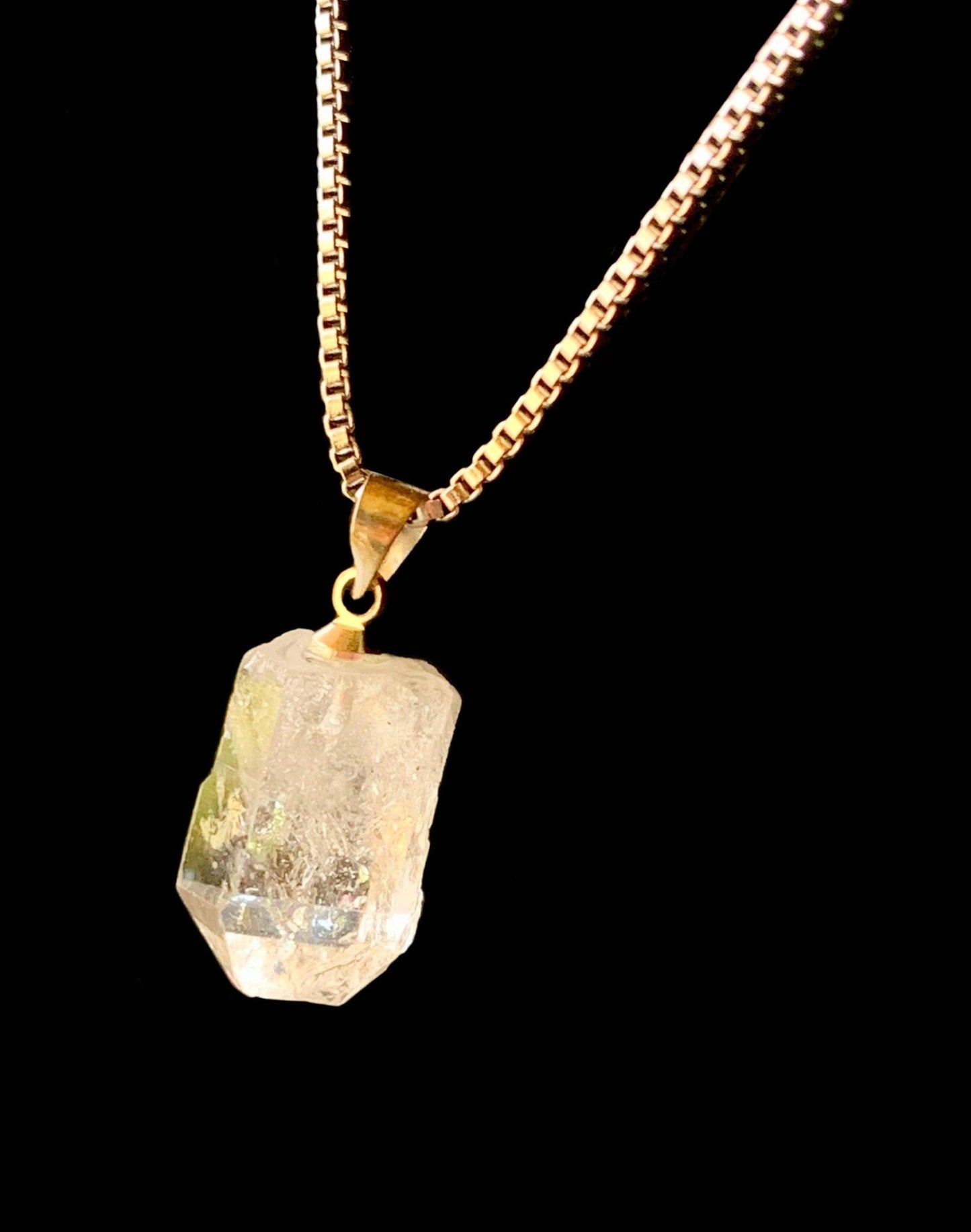 🔴SOLD🔴 Angel Raw Herkimer Diamond On A Platinum Plated Ball Chain Necklace - Born Mystics